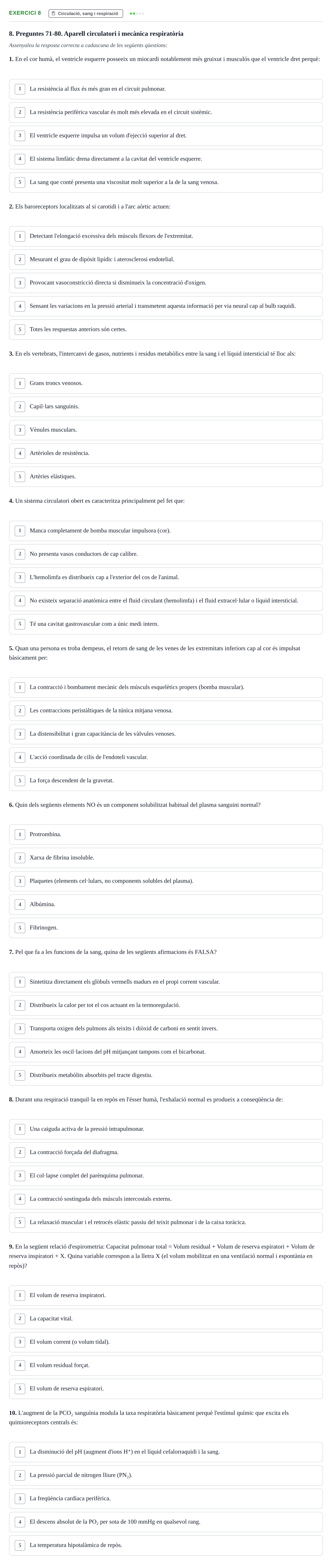 Enunciado: Ejercicio 8 - Circulació, sang i respiració · Biología UB 2025
