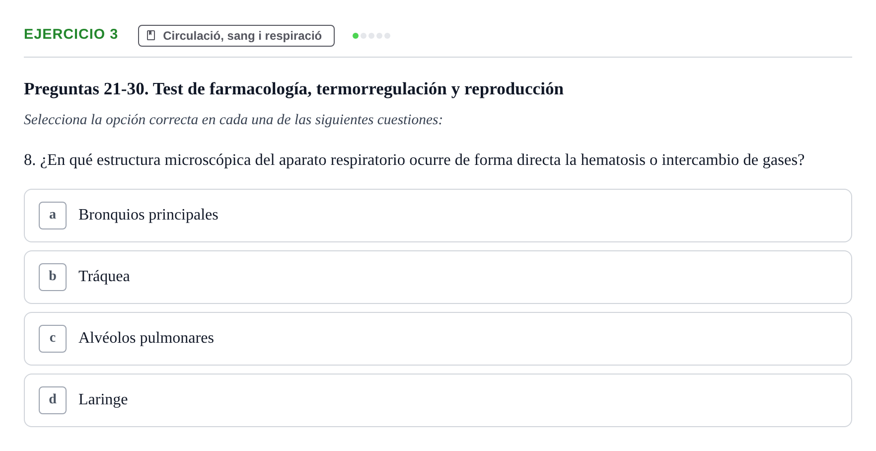 Enunciado: Ejercicio 3 - Circulació, sang i respiració · Biología UB Examen Parcial 2 - Modelo 1