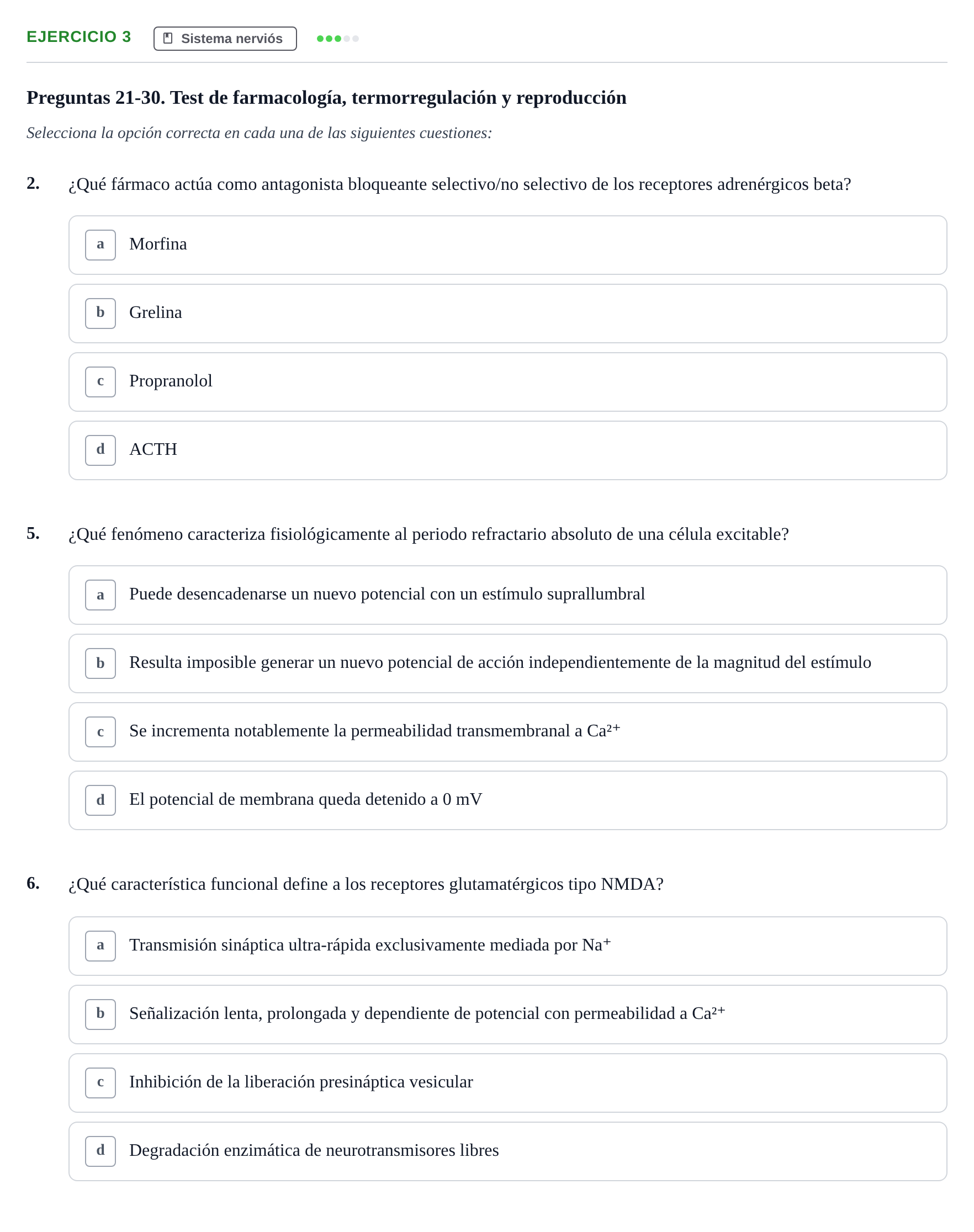 Enunciado: Ejercicio 3 - Sistema nerviós · Biología UB Examen Parcial 2 - Modelo 1