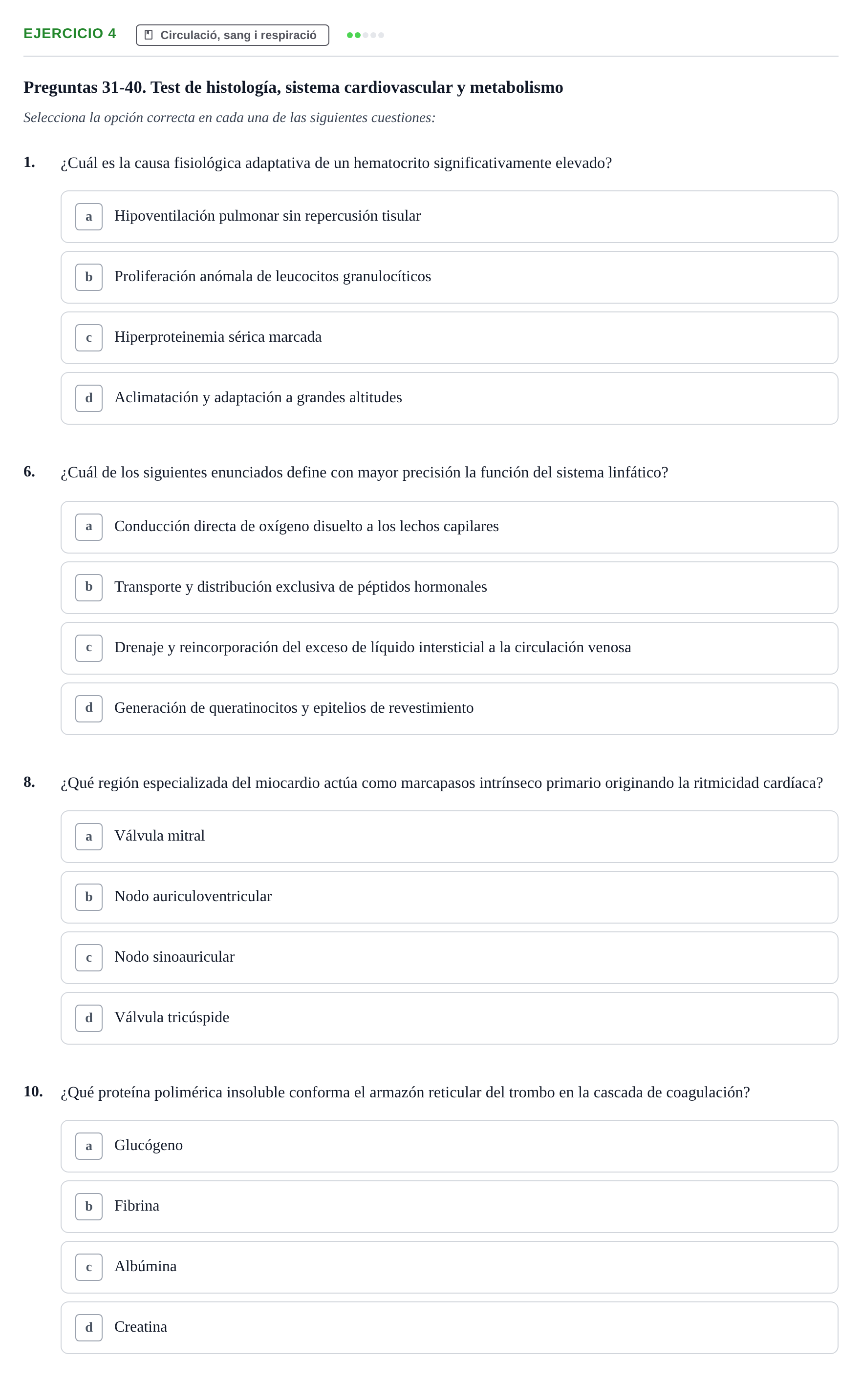 Enunciado: Ejercicio 4 - Circulació, sang i respiració · Biología UB Examen Parcial 2 - Modelo 1