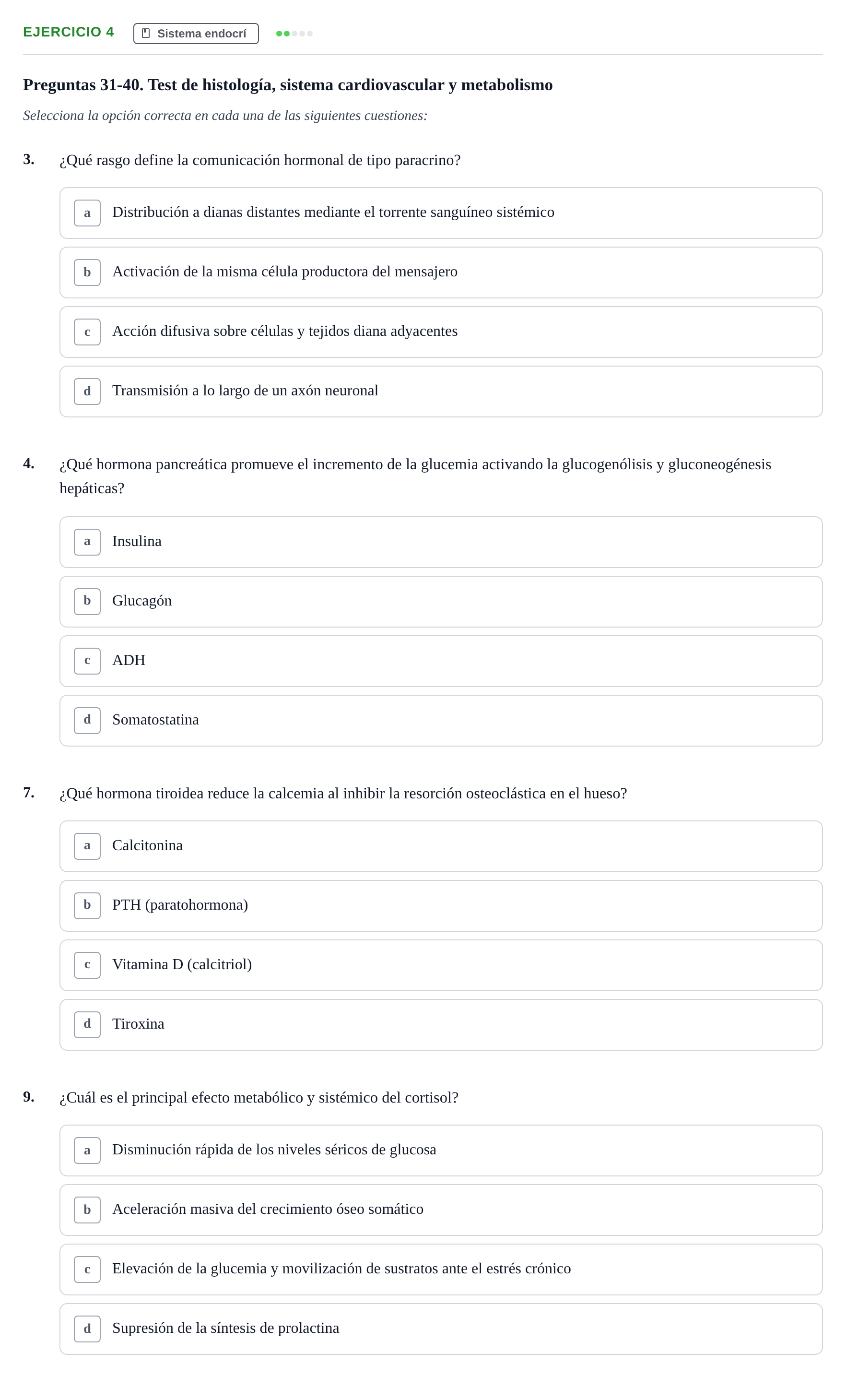 Enunciado: Ejercicio 4 - Sistema endocrí · Biología UB Examen Parcial 2 - Modelo 1