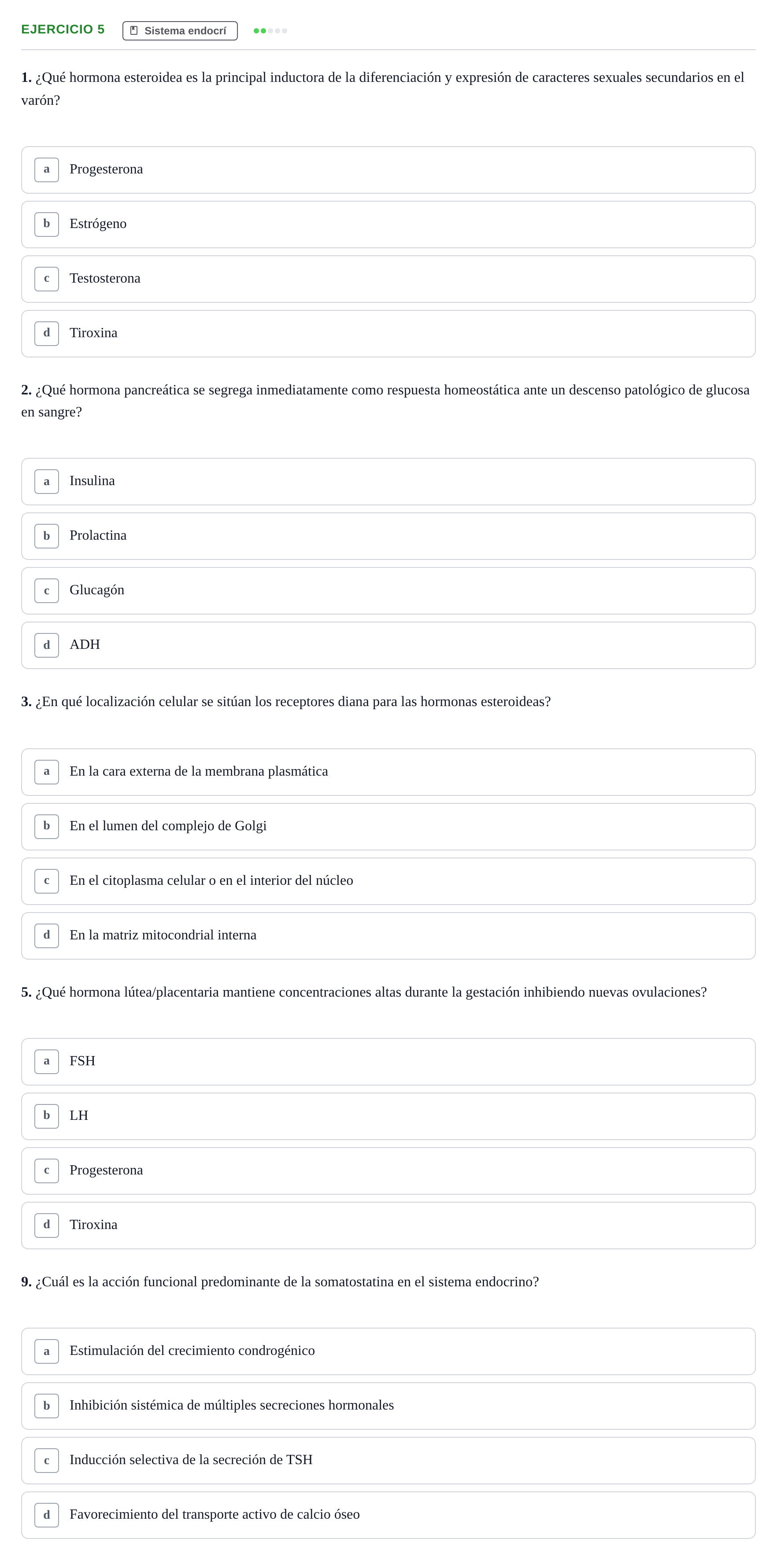 Enunciado: Ejercicio 5 - Sistema endocrí · Biología UB Examen Parcial 2 - Modelo 1