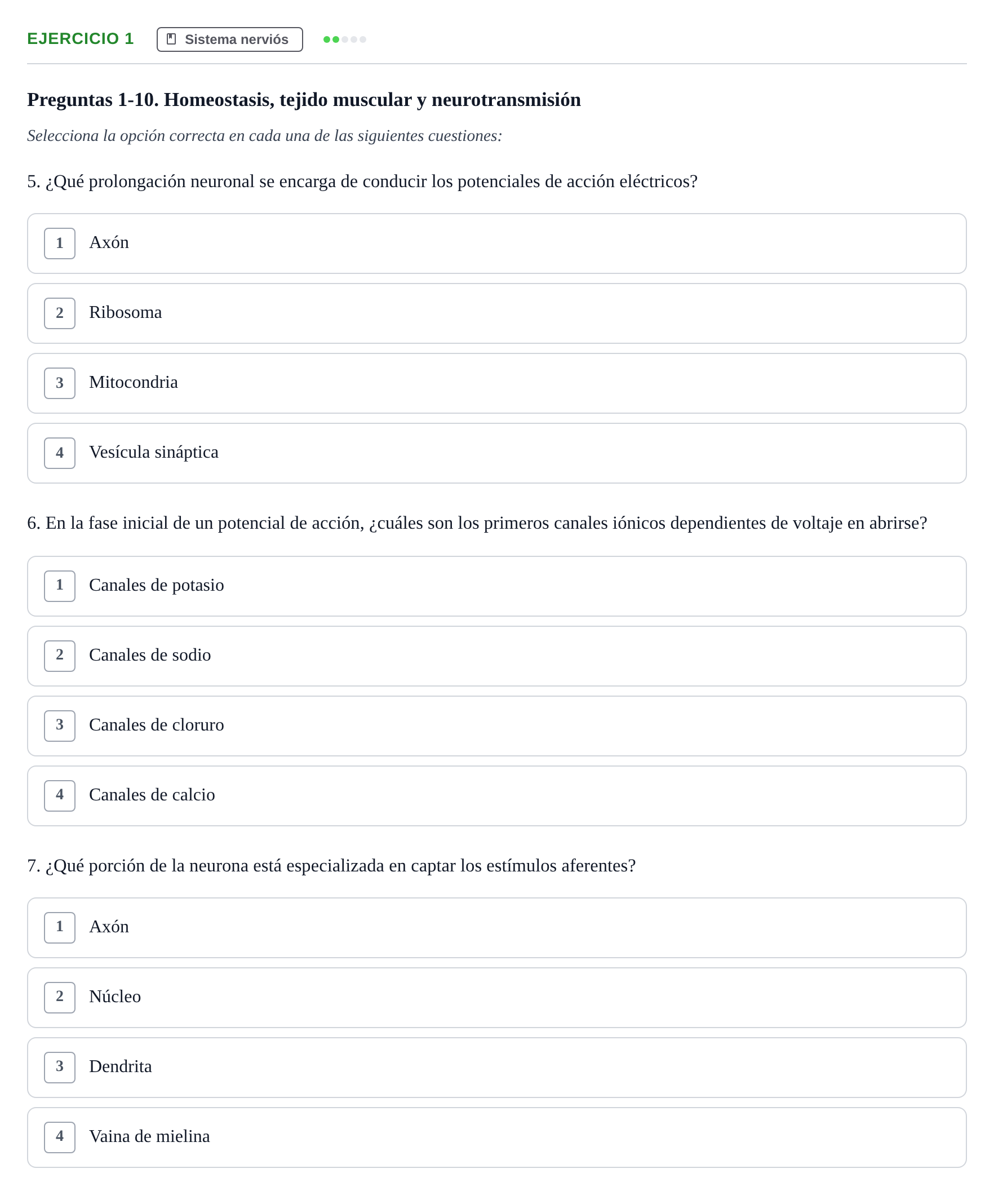 Enunciado: Ejercicio 1 - Sistema nerviós · Biología UB Examen Parcial 2 - Modelo 3