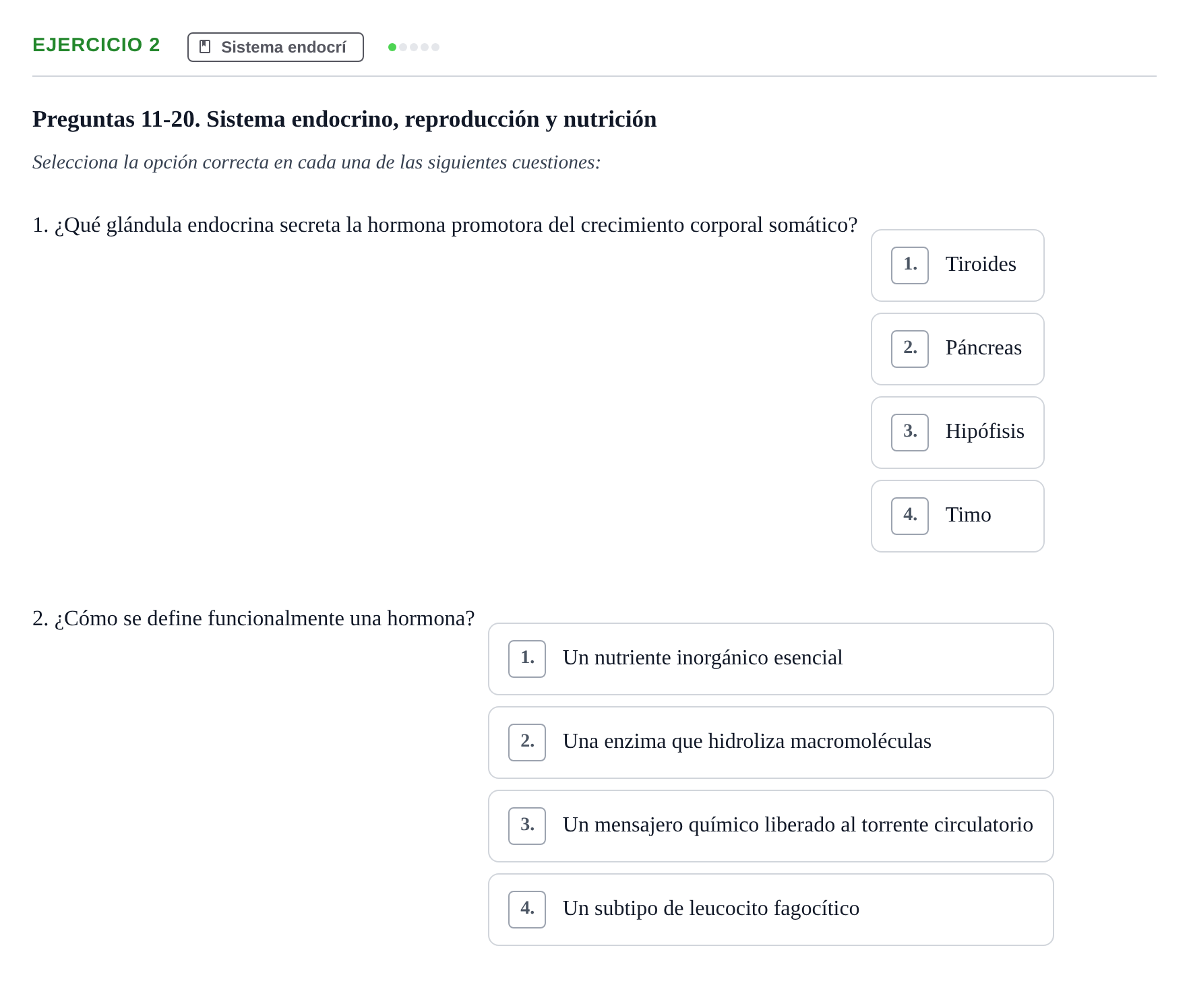 Enunciado: Ejercicio 2 - Sistema endocrí · Biología UB Examen Parcial 2 - Modelo 3