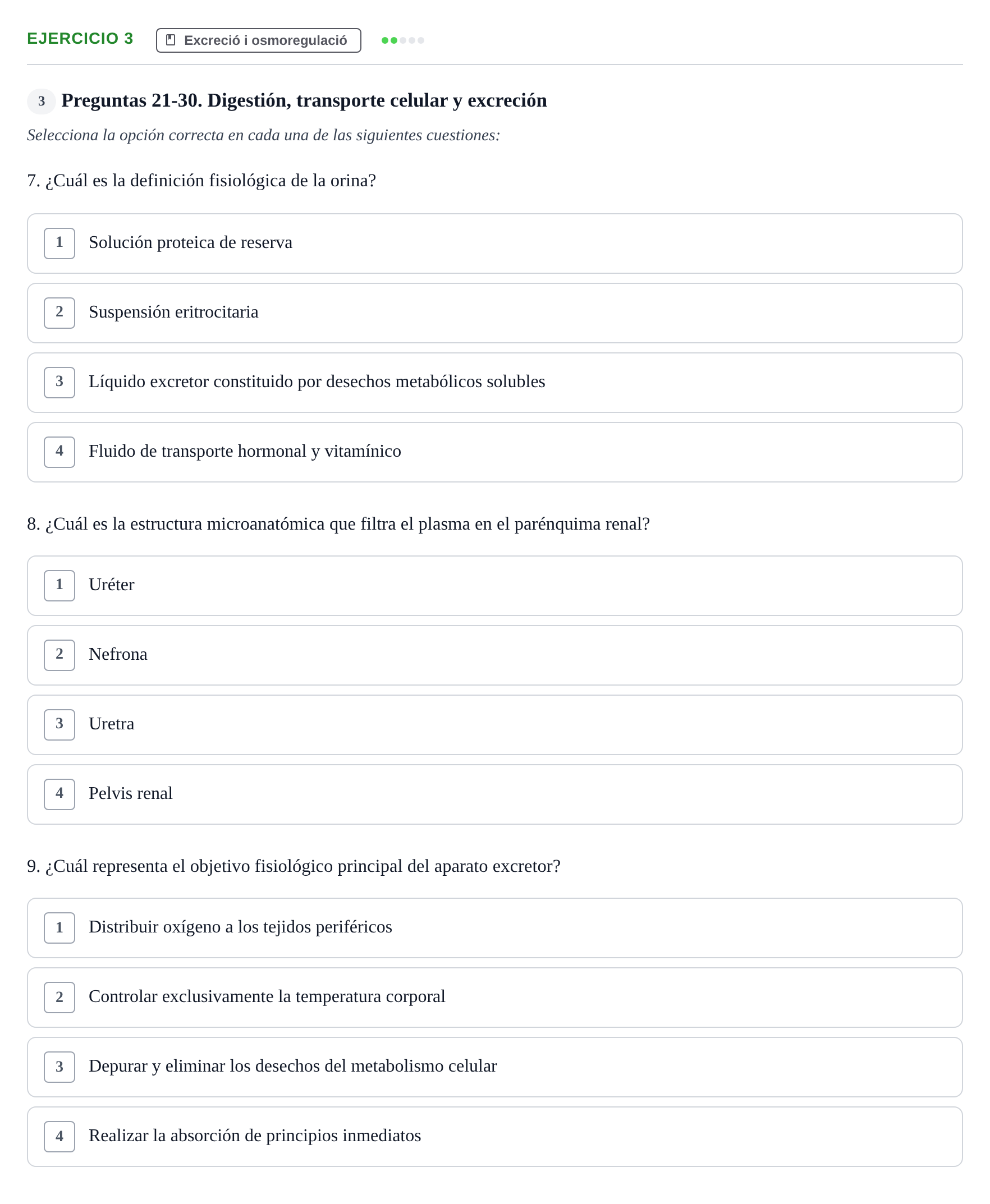 Enunciado: Ejercicio 3 - Excreció i osmoregulació · Biología UB Examen Parcial 2 - Modelo 3