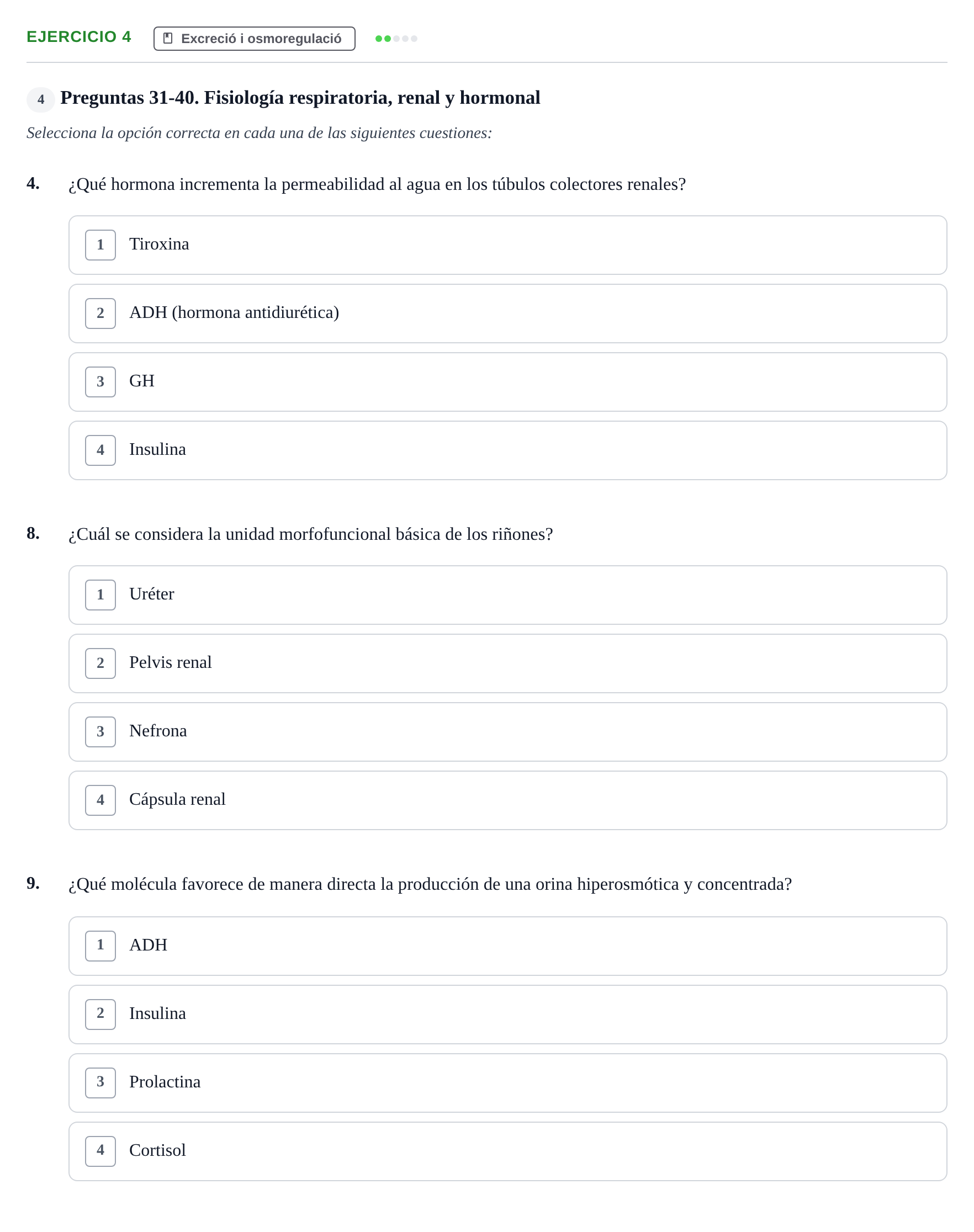 Enunciado: Ejercicio 4 - Excreció i osmoregulació · Biología UB Examen Parcial 2 - Modelo 3