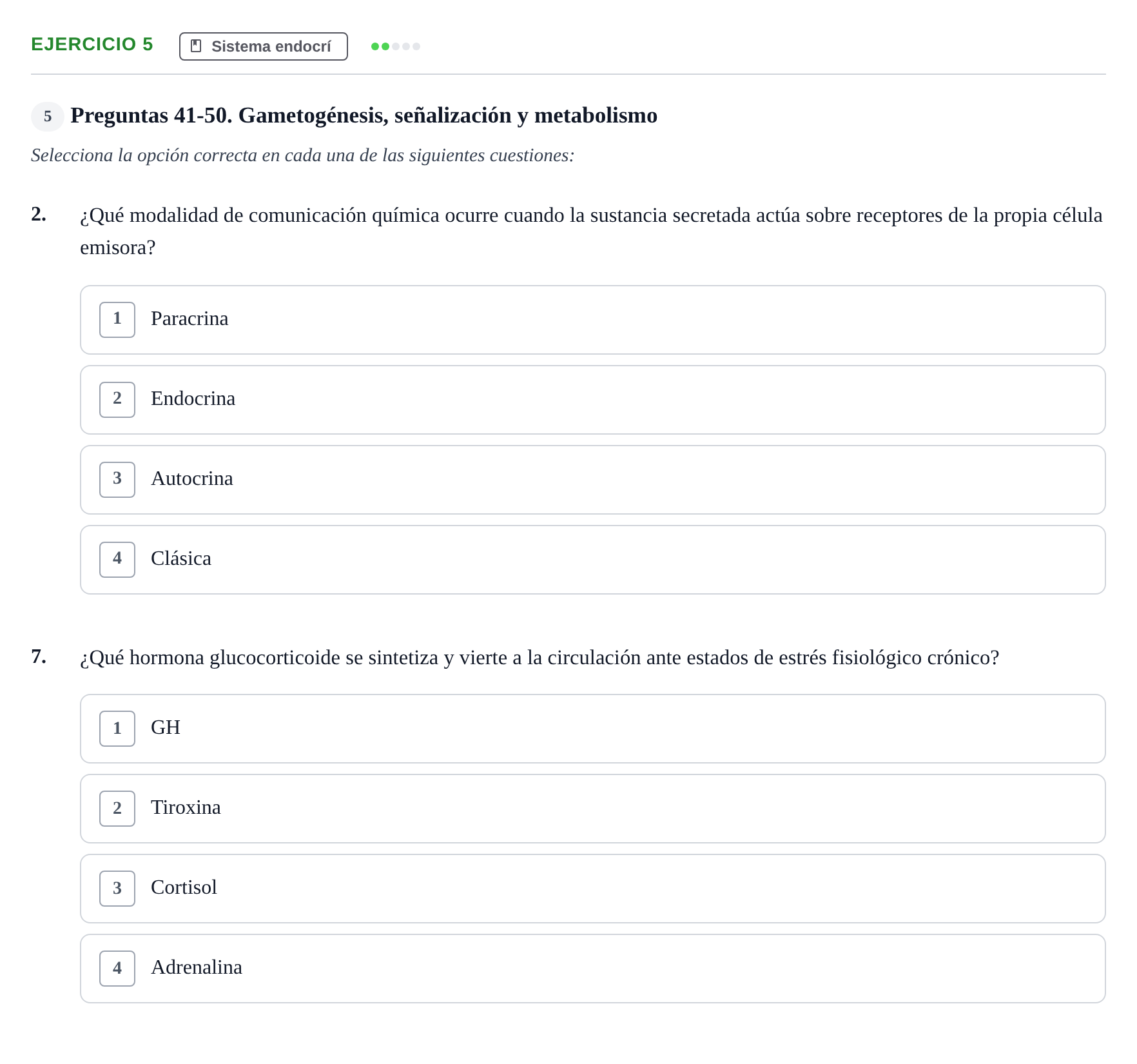 Enunciado: Ejercicio 5 - Sistema endocrí · Biología UB Examen Parcial 2 - Modelo 3