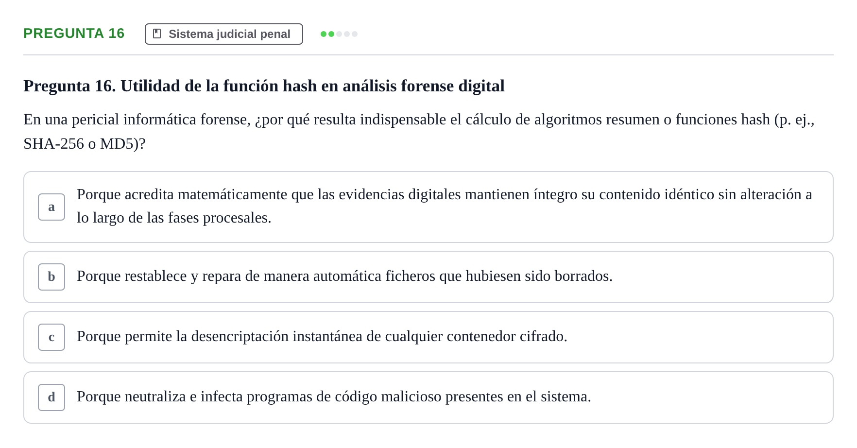 Enunciado: Pregunta 16