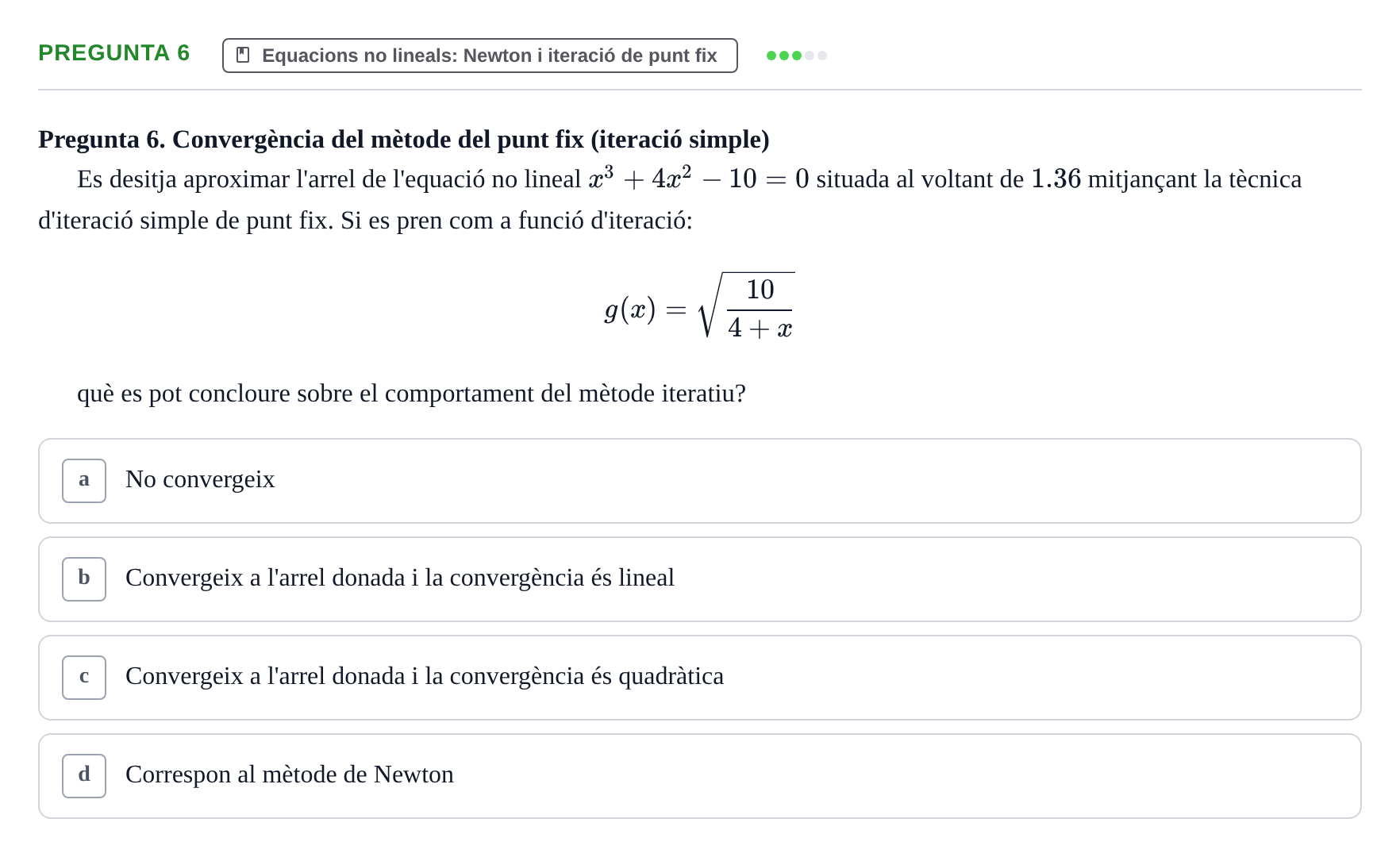 Enunciado: Pregunta 6 · Matemáticas II UB 2018