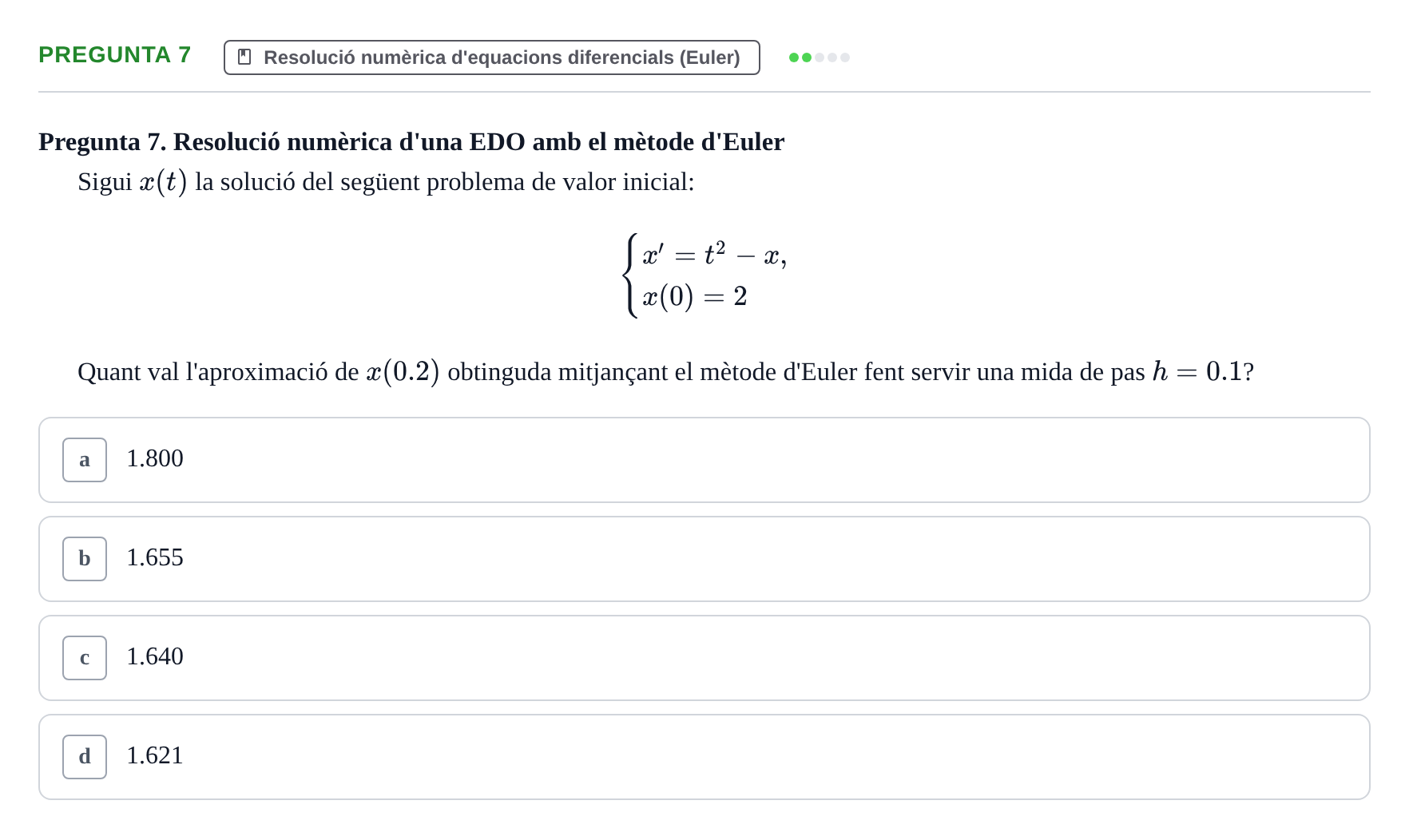 Enunciado: Pregunta 7 · Matemáticas II UB 2018