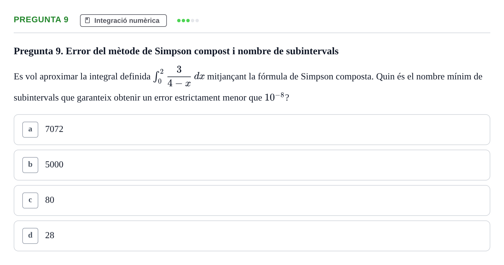 Enunciado: Pregunta 9 · Matemáticas II UB 2018