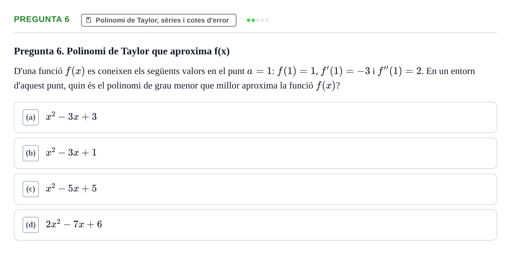 Enunciado: Pregunta 6 · Matemáticas II UB 2018