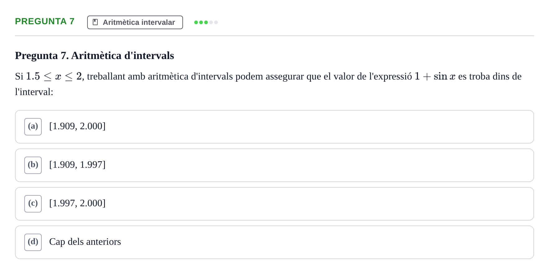 Enunciado: Pregunta 7 · Matemáticas II UB 2018