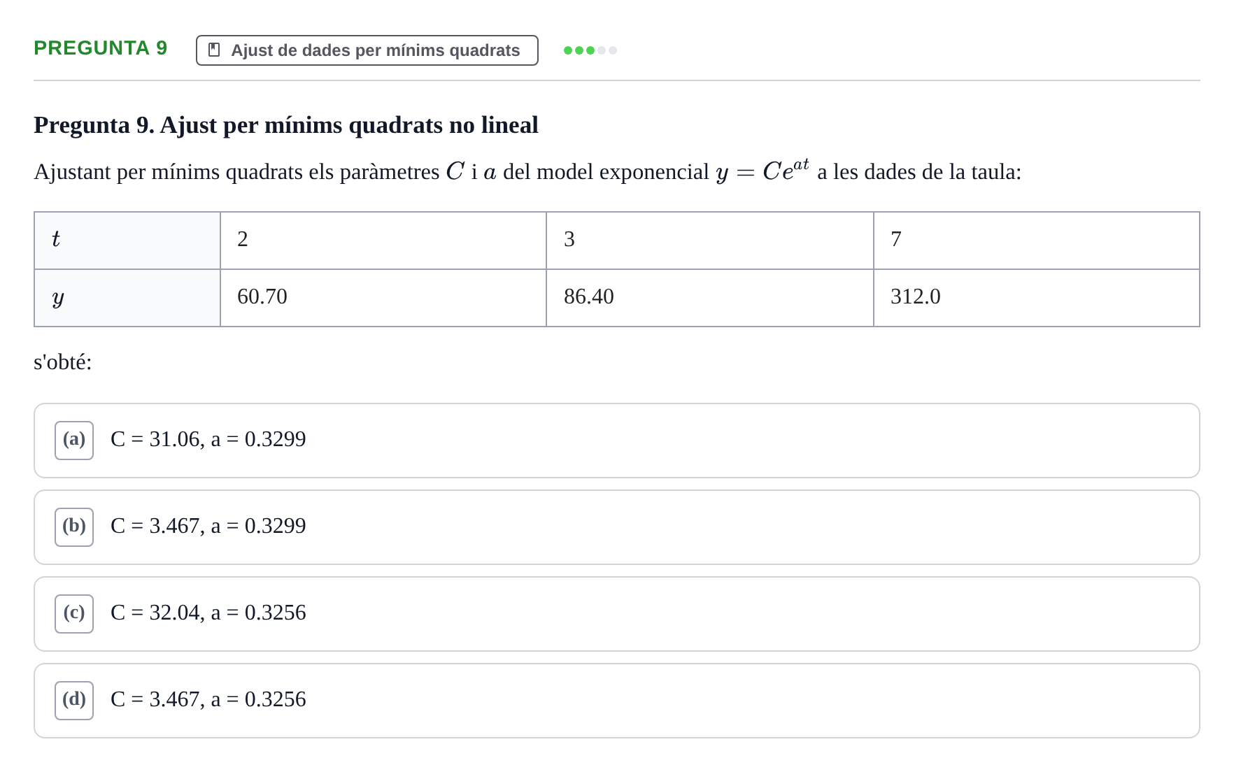 Enunciado: Pregunta 9 · Matemáticas II UB 2018