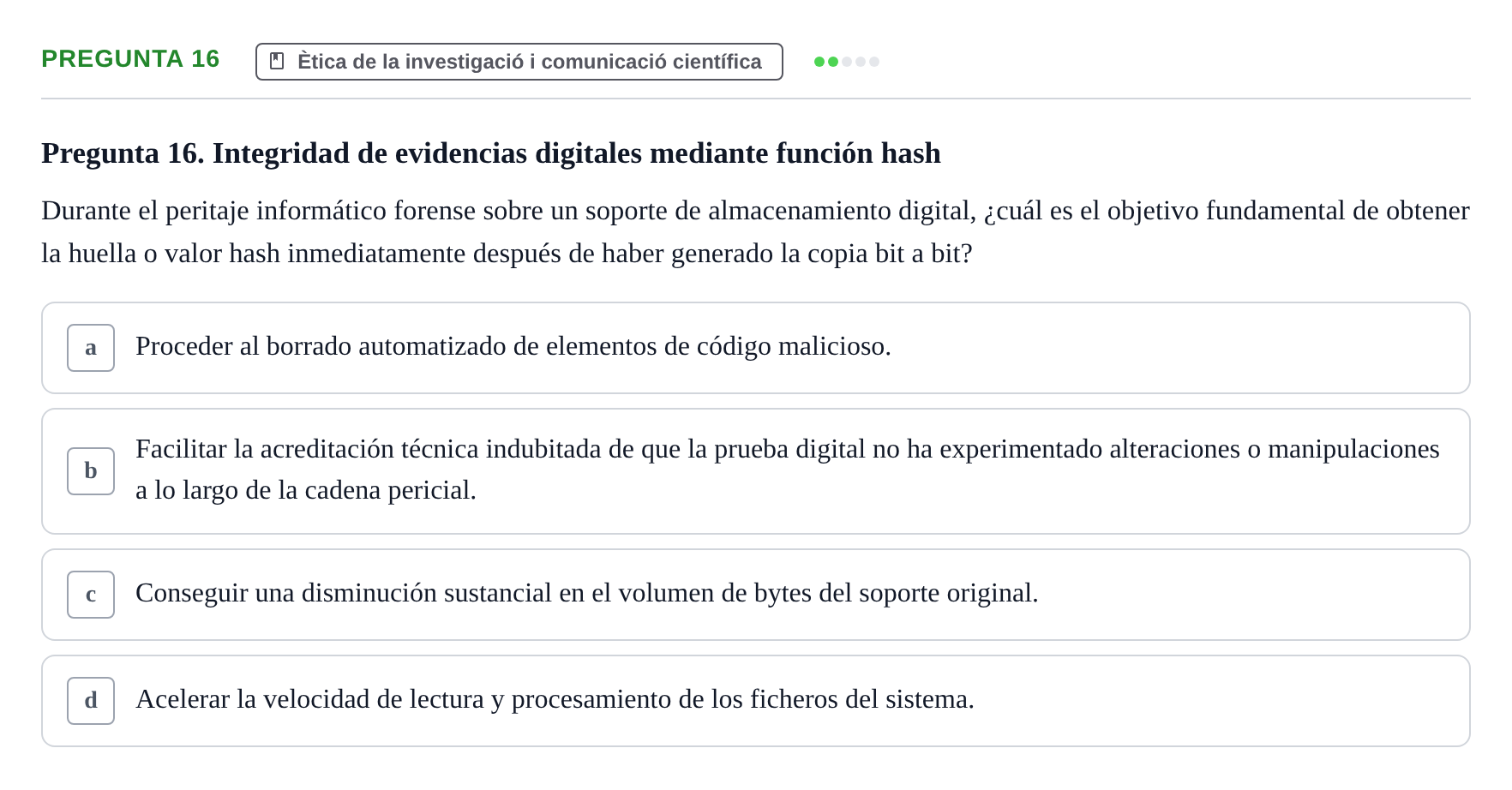 Enunciado: Pregunta 16