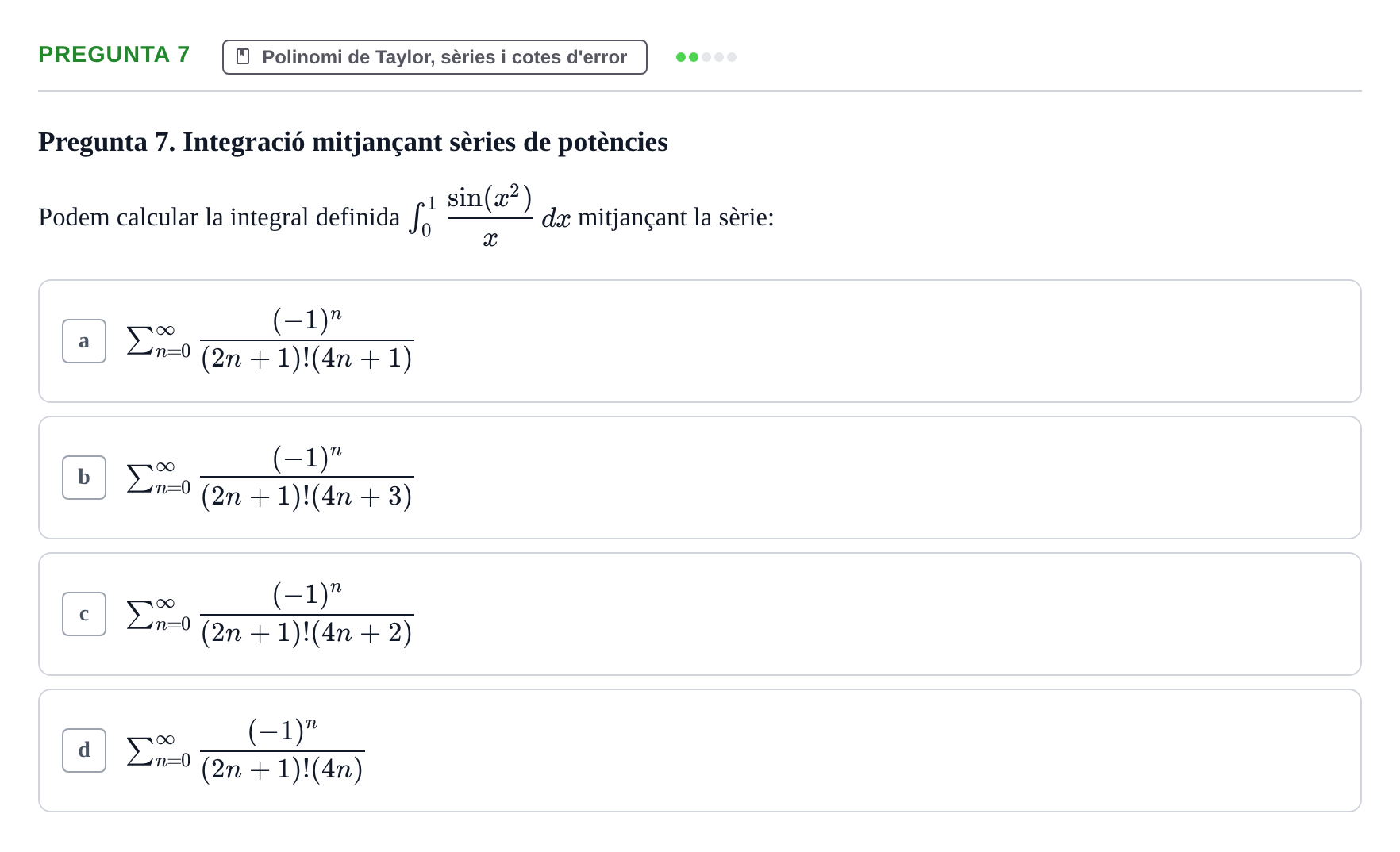 Enunciado: Pregunta 7 · Matemáticas II UB Juny 2020