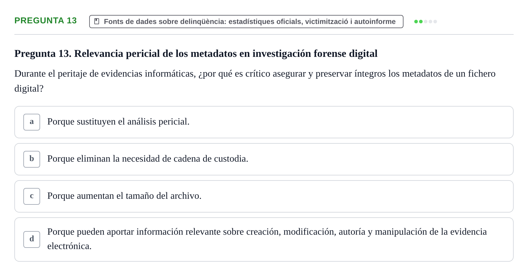 Enunciado: Pregunta 13