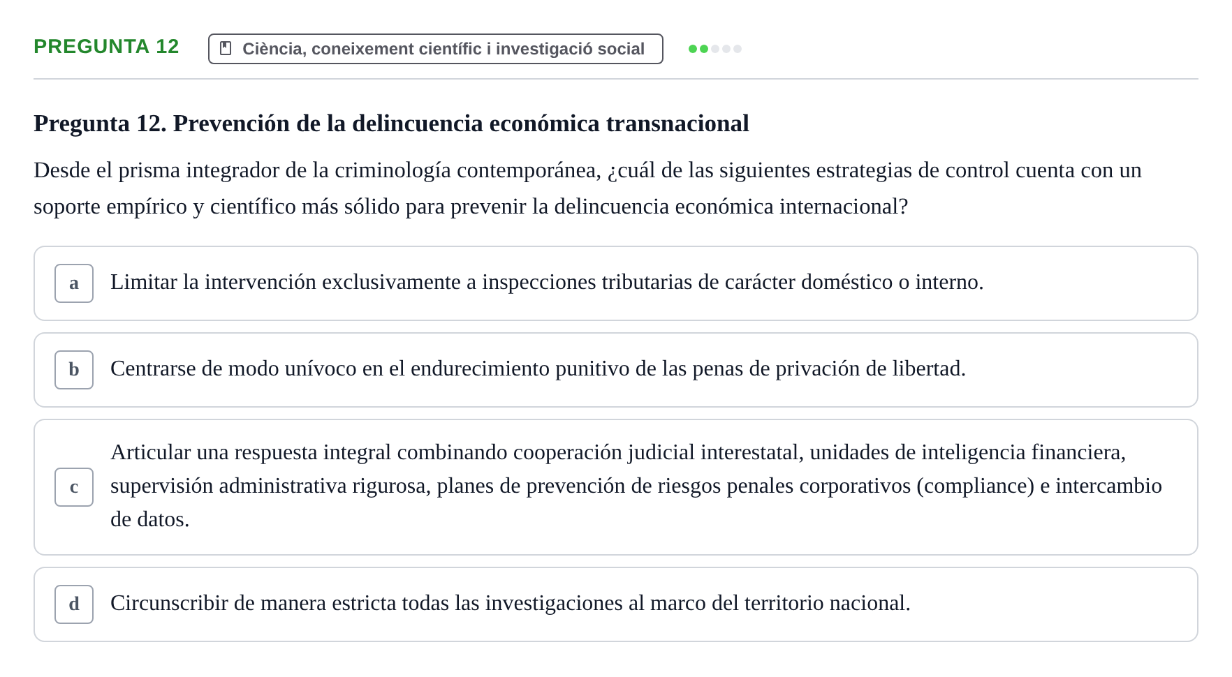 Enunciado: Pregunta 12
