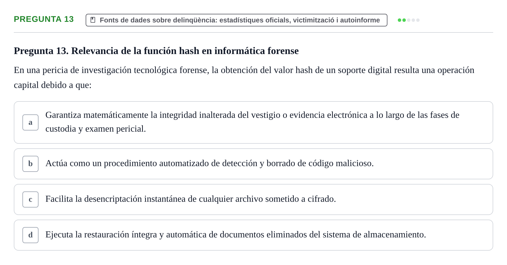 Enunciado: Pregunta 13
