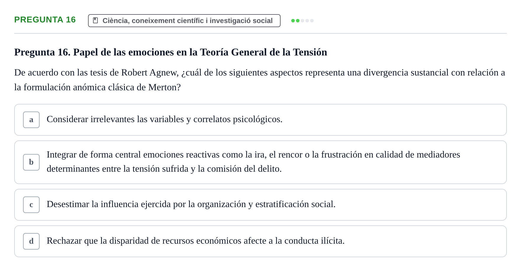 Enunciado: Pregunta 16