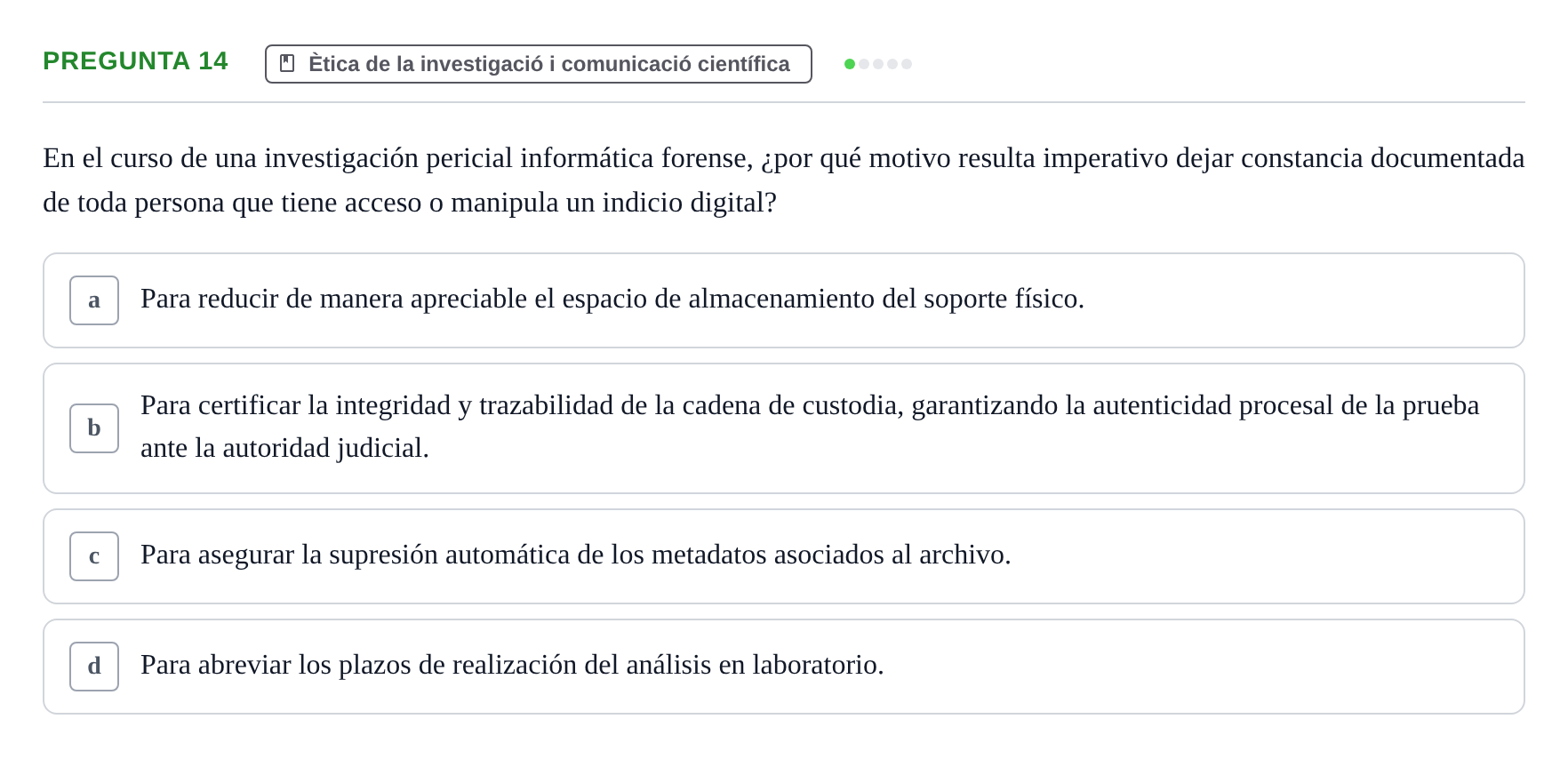 Enunciado: Pregunta 14