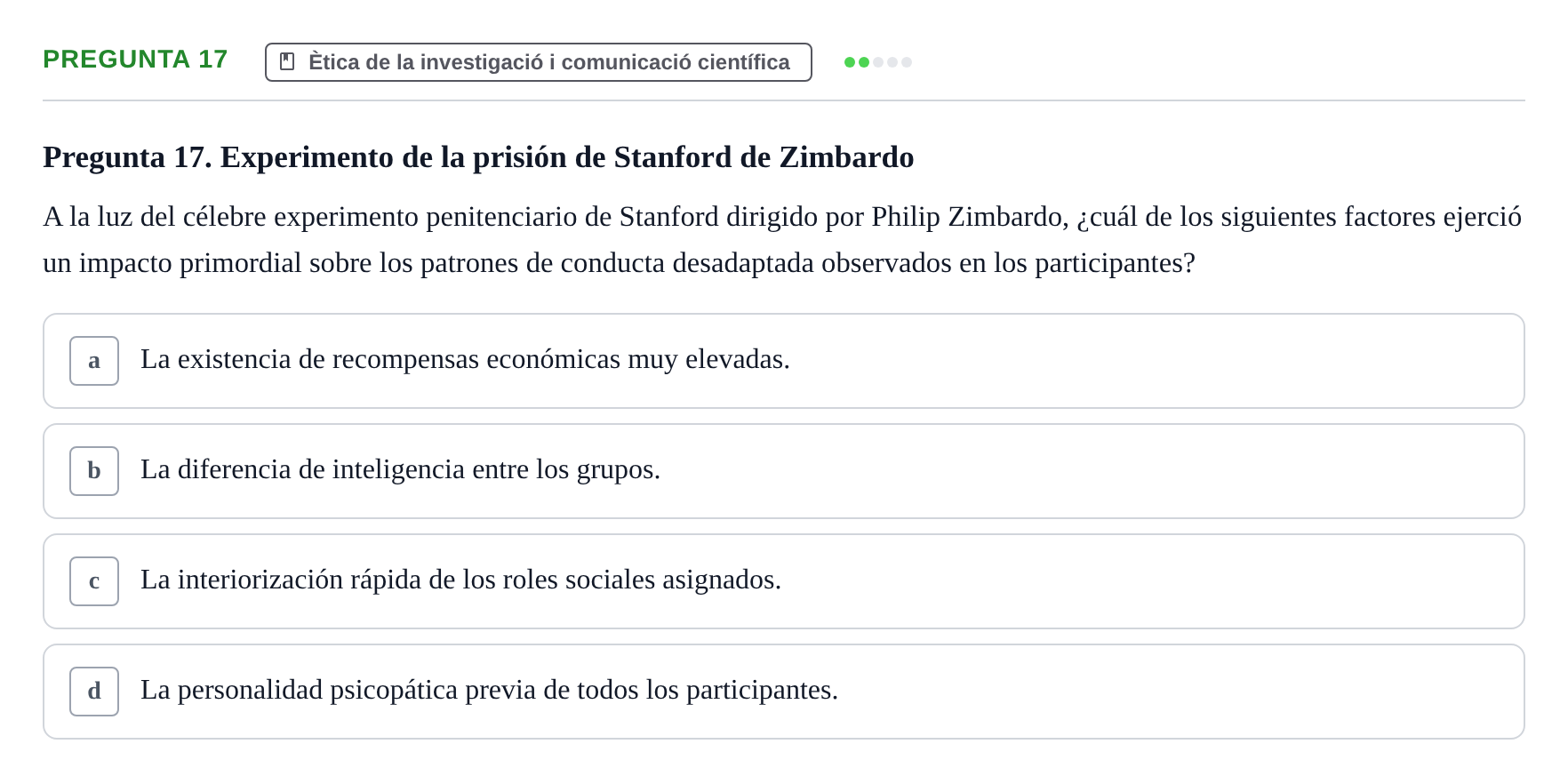 Enunciado: Pregunta 17