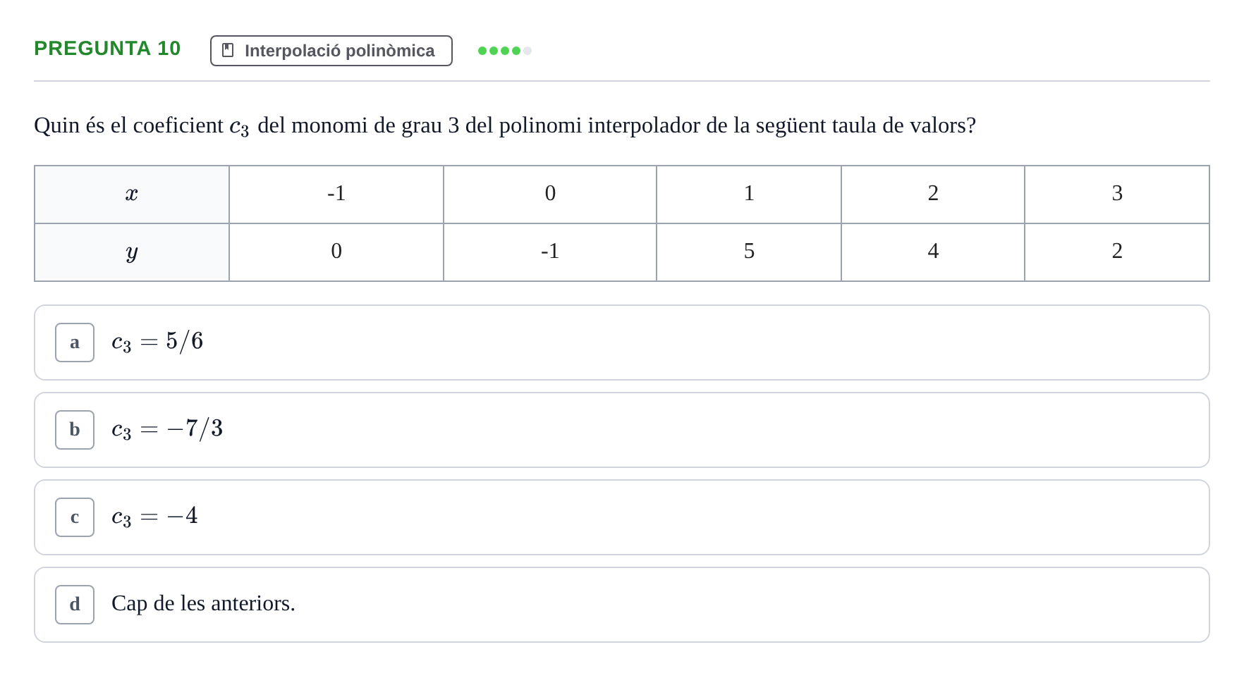 Enunciado: Pregunta 10 · Matemáticas II UB 2021