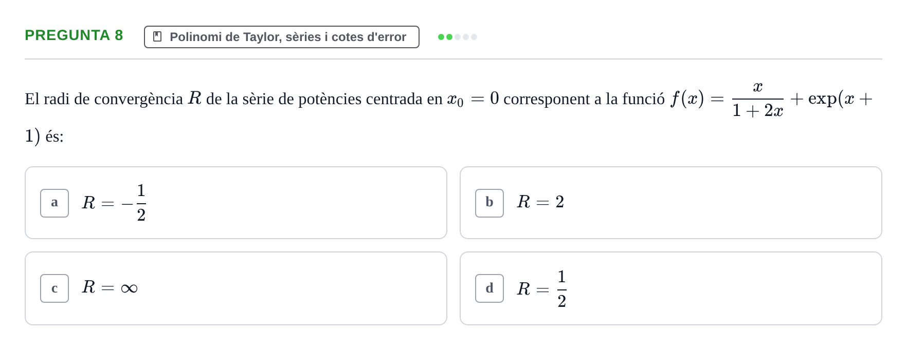 Enunciado: Pregunta 8 · Matemáticas II UB 2021
