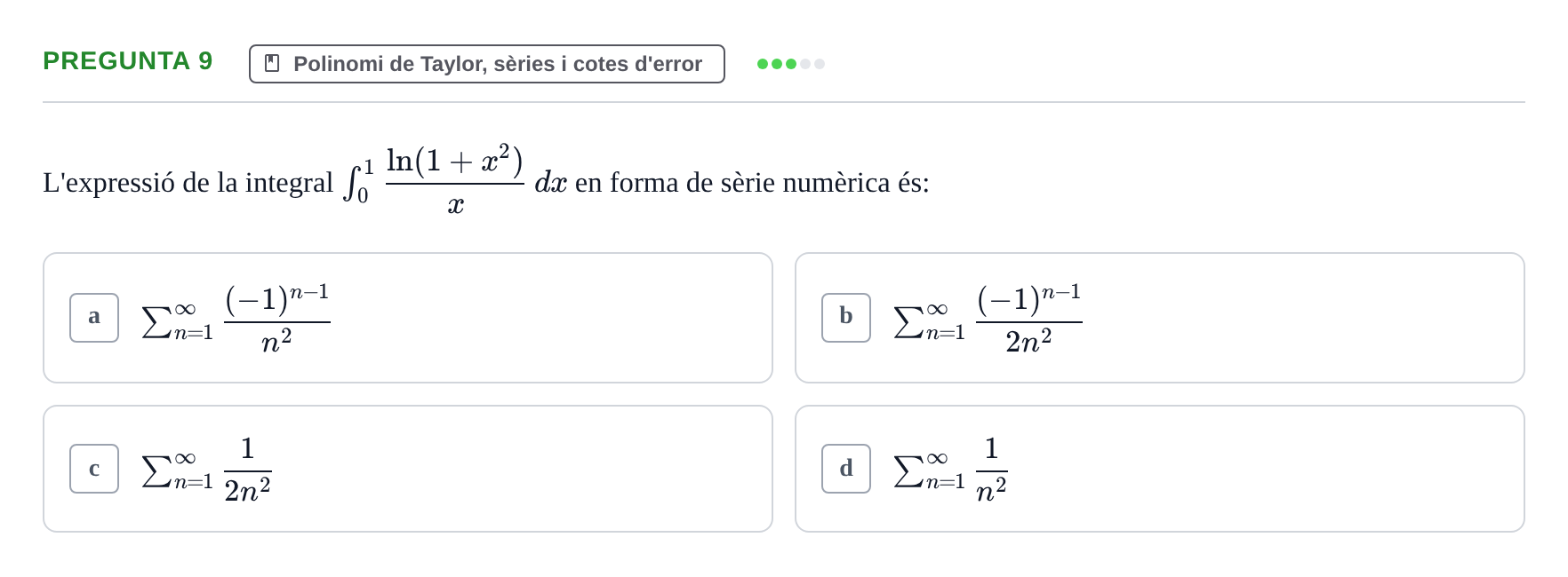 Enunciado: Pregunta 9 · Matemáticas II UB 2021