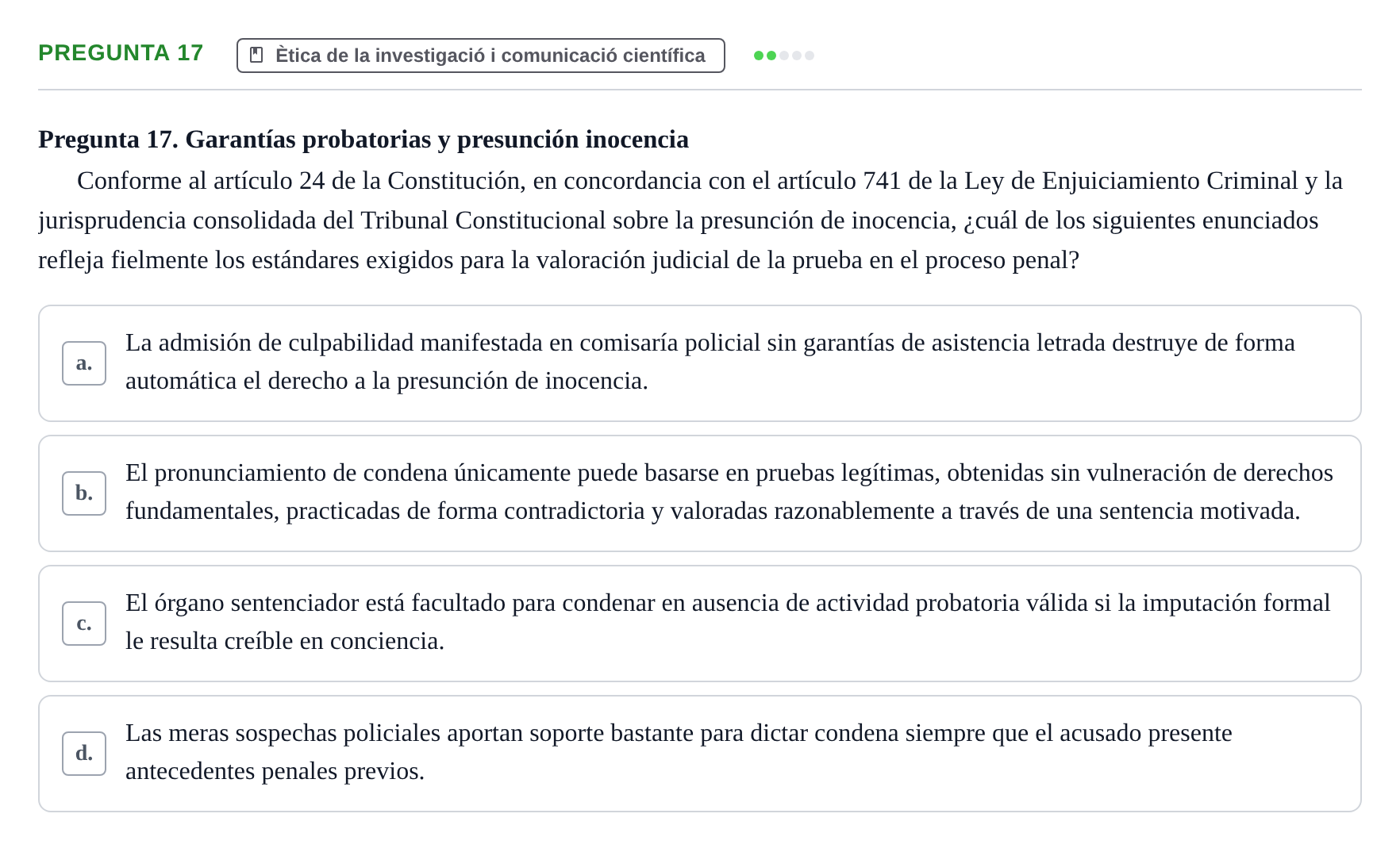 Enunciado: Pregunta 17