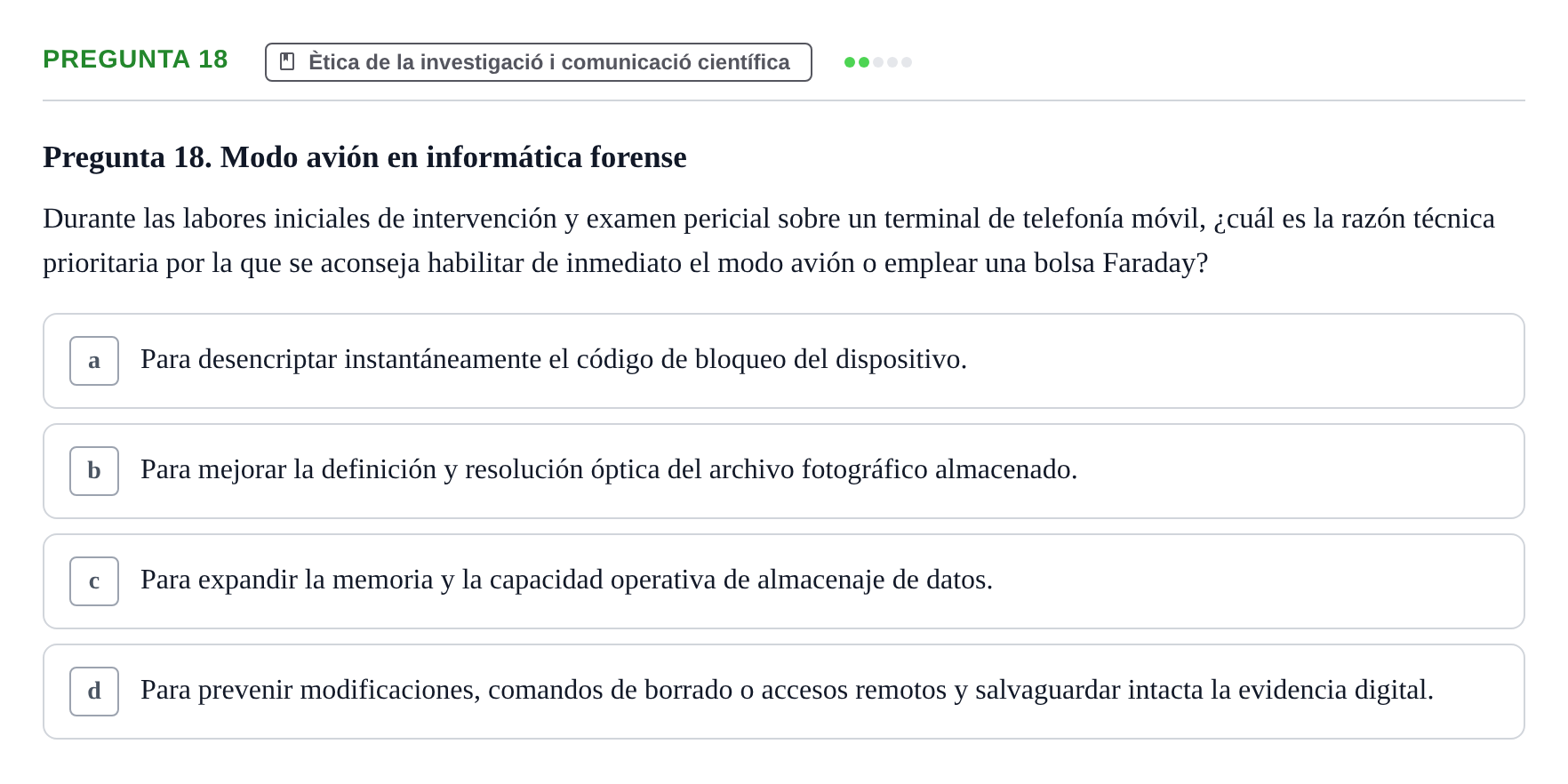 Enunciado: Pregunta 18
