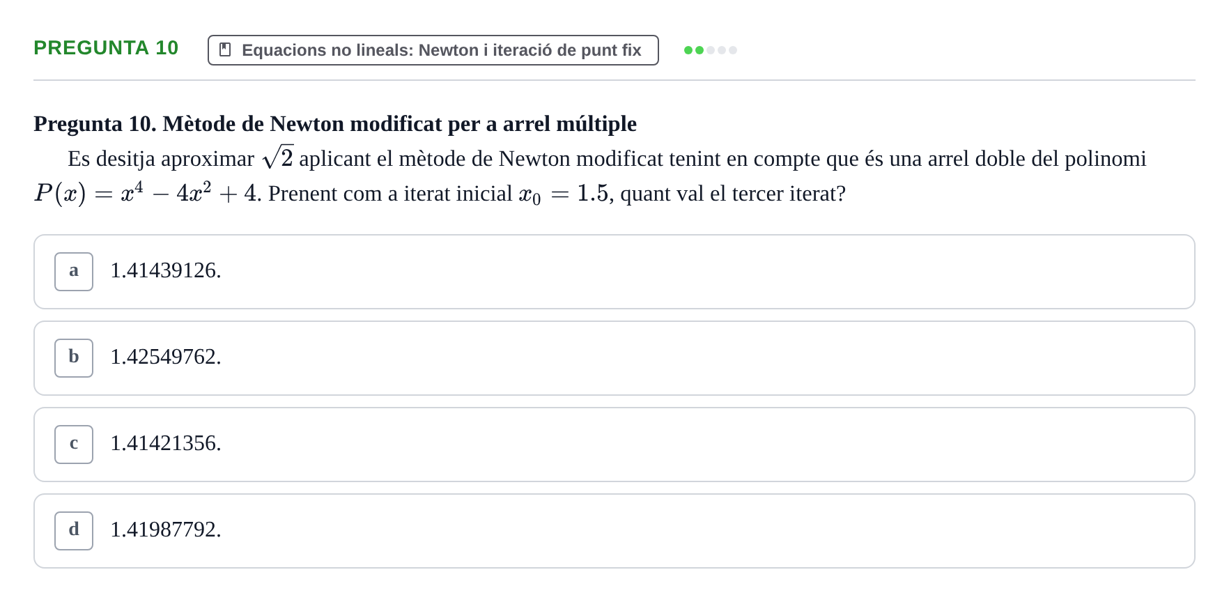 Enunciado: Pregunta 10 · Matemáticas II UB 2021