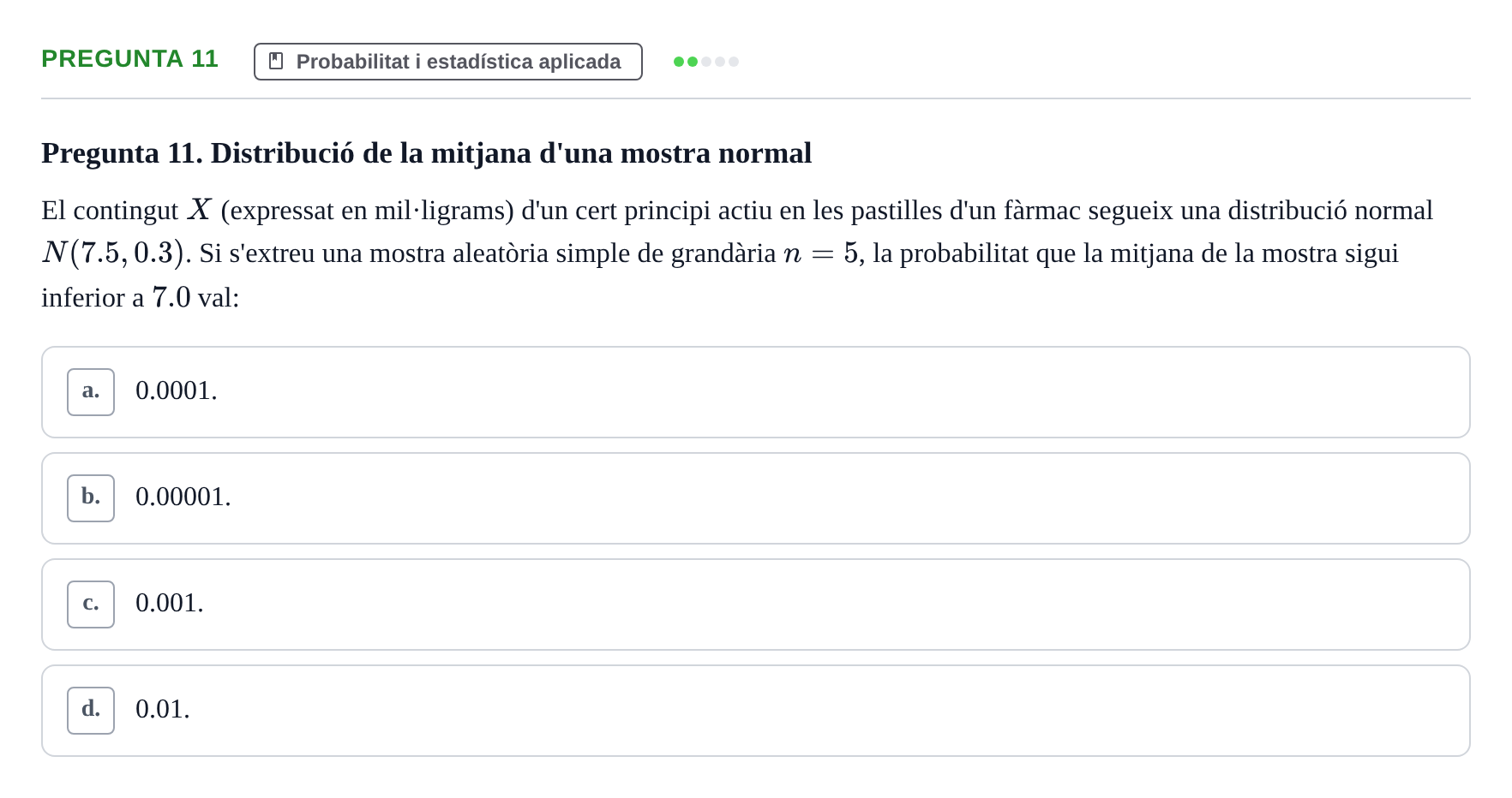 Enunciado: Pregunta 11 · Matemáticas II UB 2021