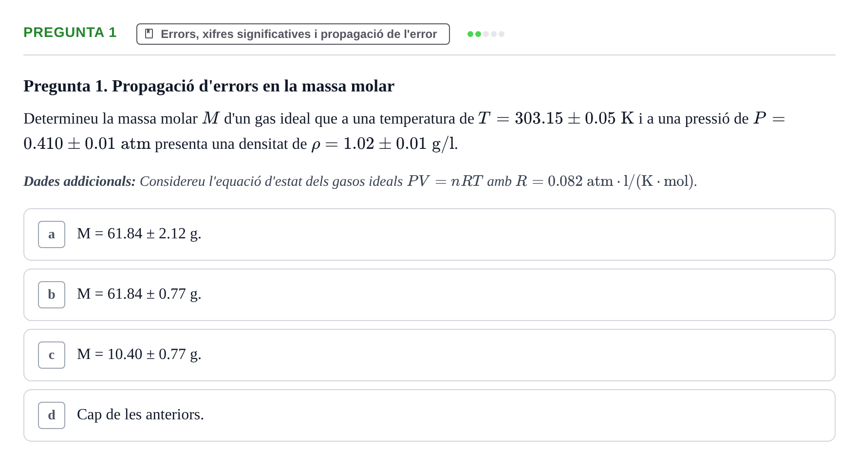 Enunciado: Pregunta 1 · Matemáticas II UB 2021