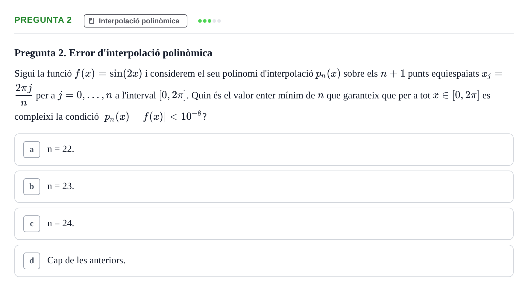 Enunciado: Pregunta 2 · Matemáticas II UB 2021