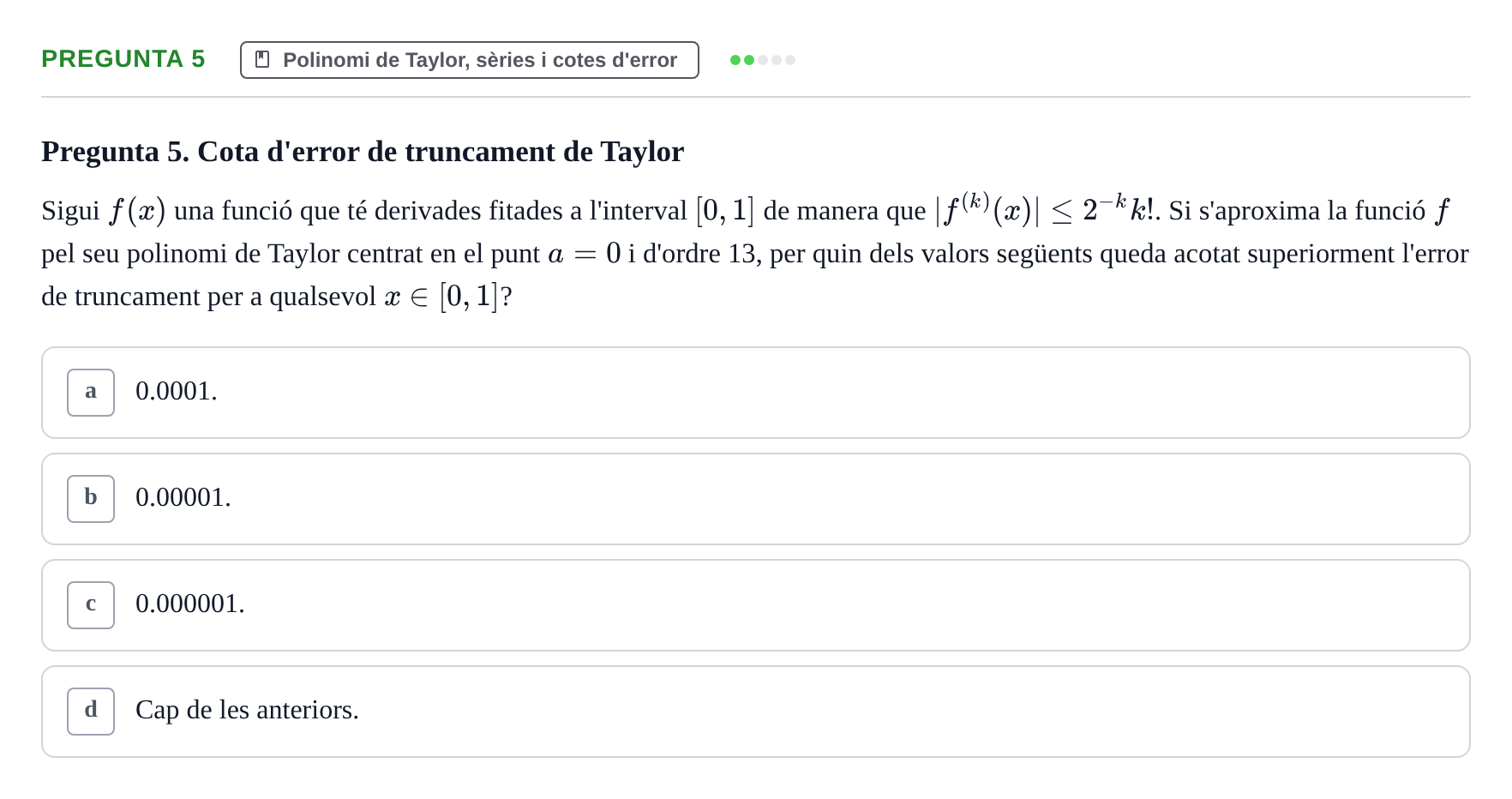 Enunciado: Pregunta 5 · Matemáticas II UB 2021