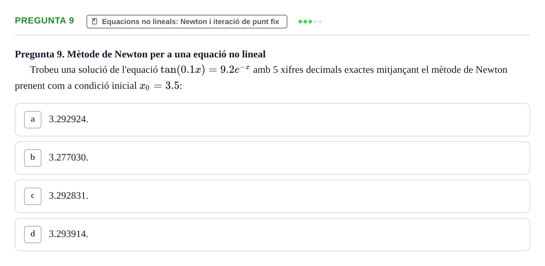 Enunciado: Pregunta 9 · Matemáticas II UB 2021