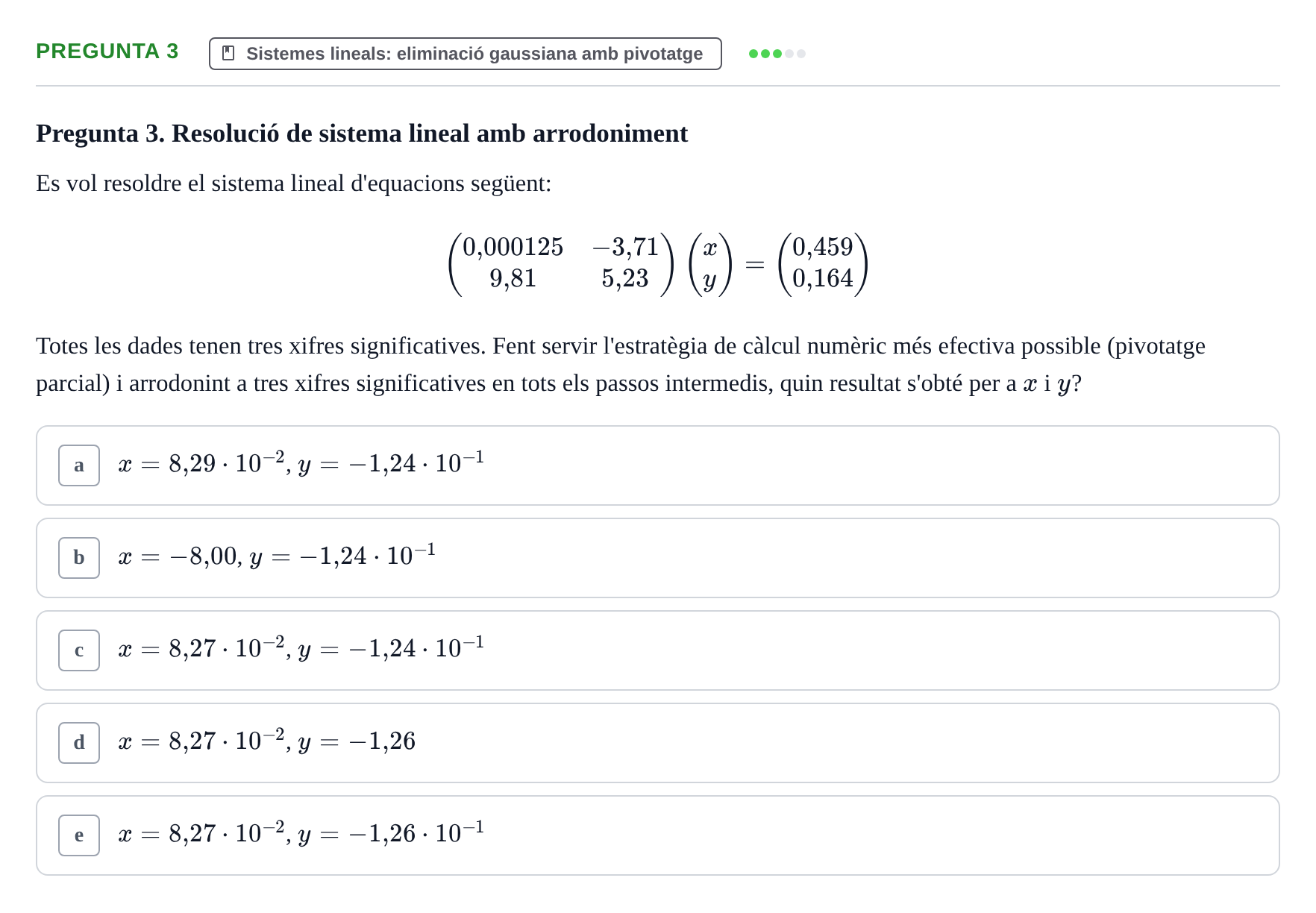 Enunciado: Pregunta 3 · Matemáticas II UB 2023