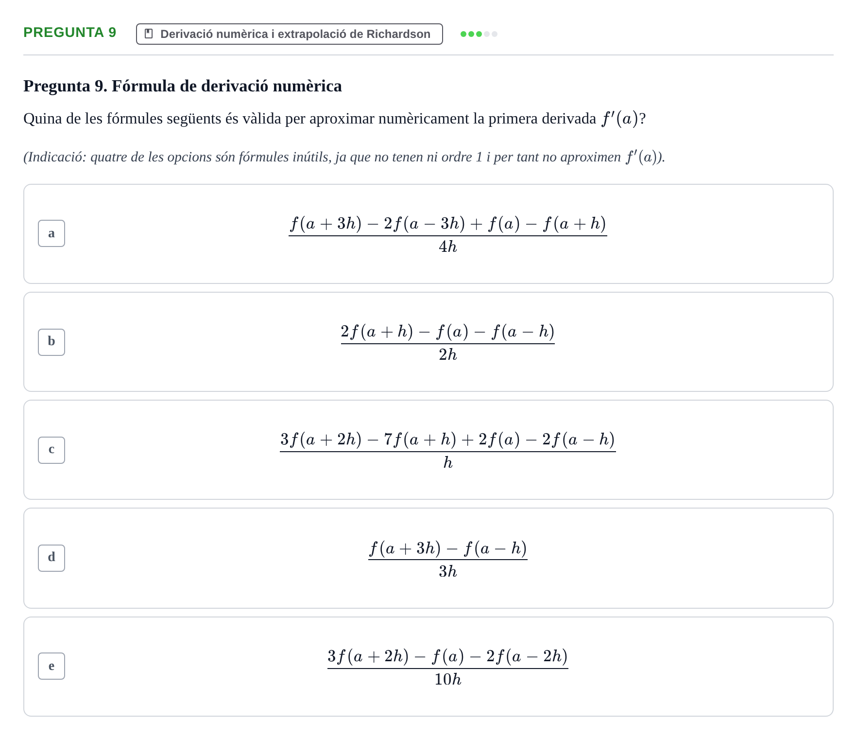 Enunciado: Pregunta 9 · Matemáticas II UB 2023