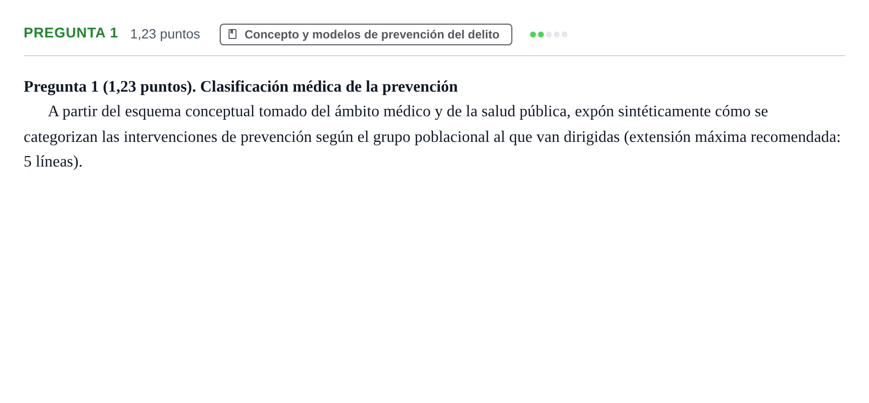 Enunciado: Pregunta 1 · Fundamentos de Criminología UOC 2023