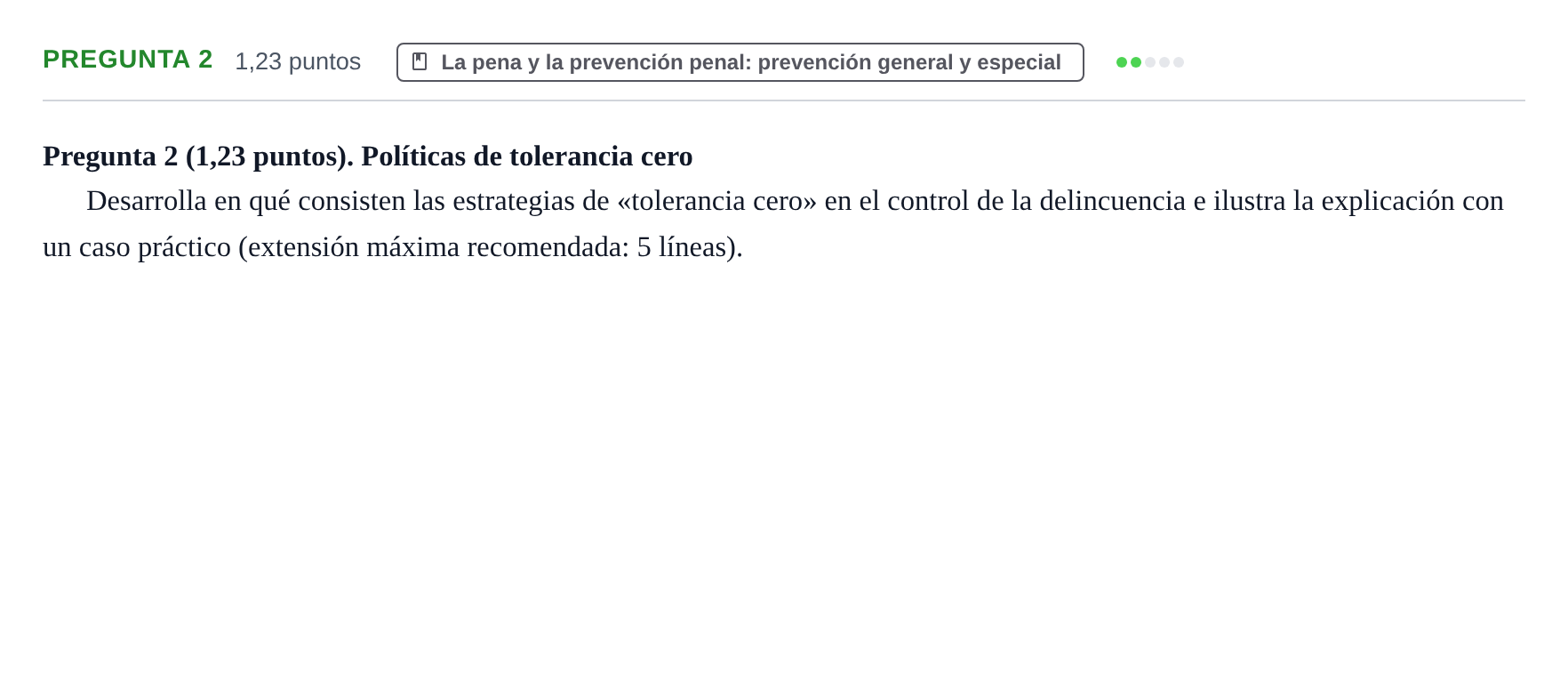 Enunciado: Pregunta 2 · Fundamentos de Criminología UOC 2023
