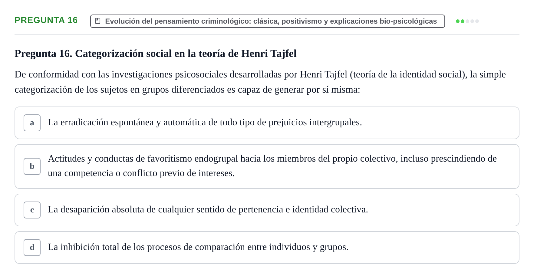 Enunciado: Pregunta 16