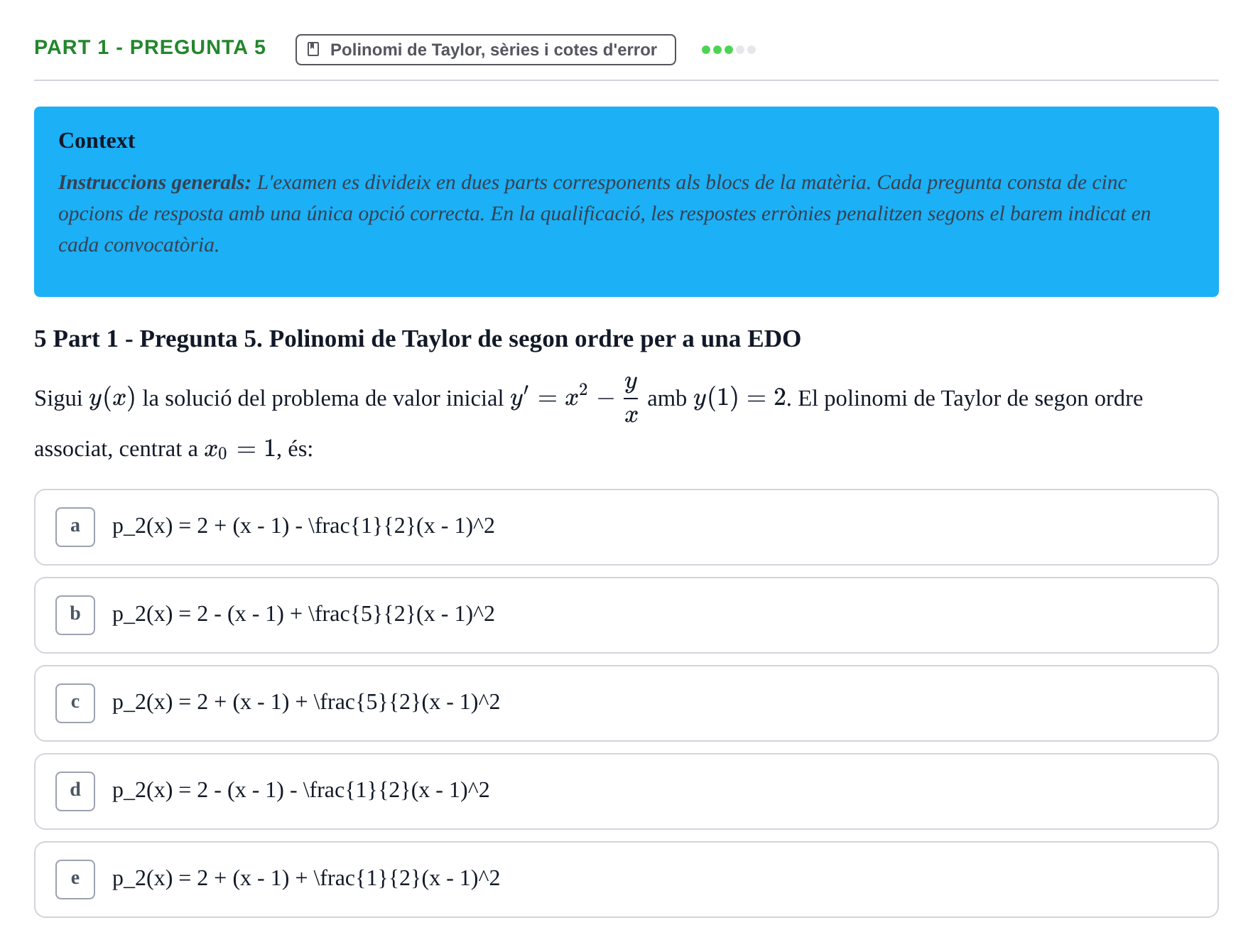 Enunciado: Part 1 - Pregunta 5 · Matemáticas II UB Juny 2024