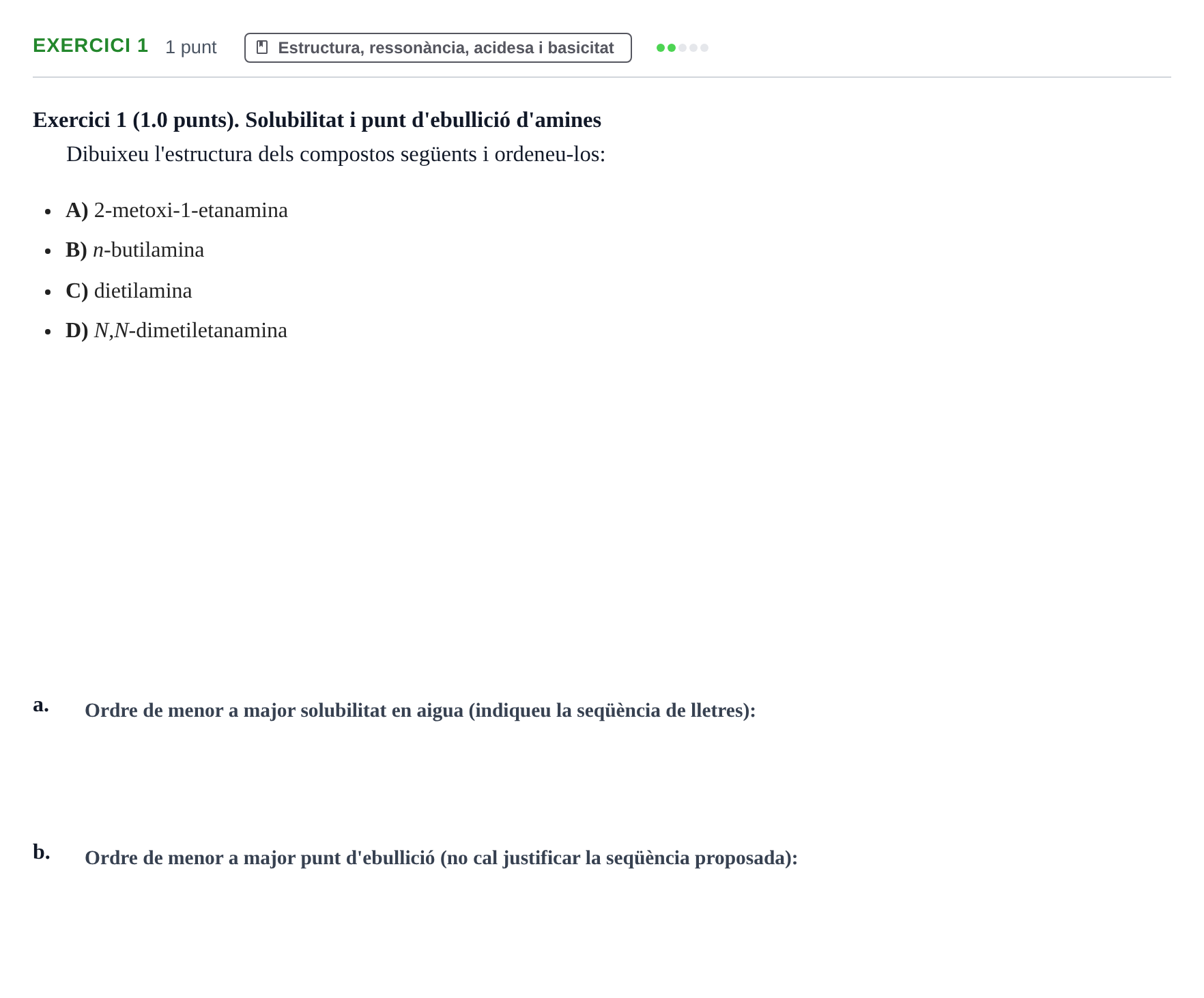 Enunciado: Exercici 1 · Química Orgánica II UB 2022