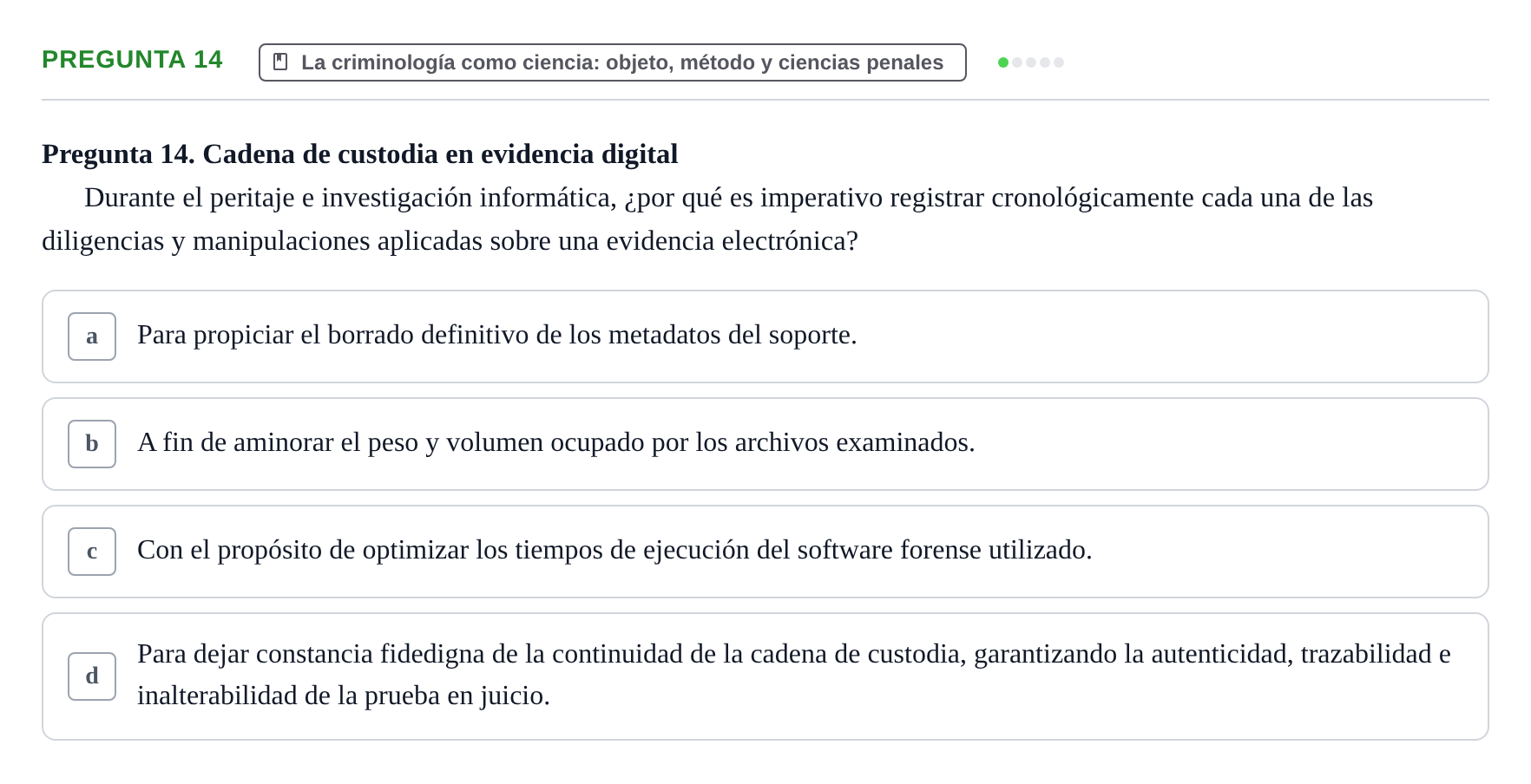Enunciado: Pregunta 14