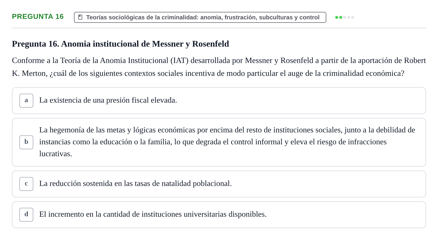 Enunciado: Pregunta 16