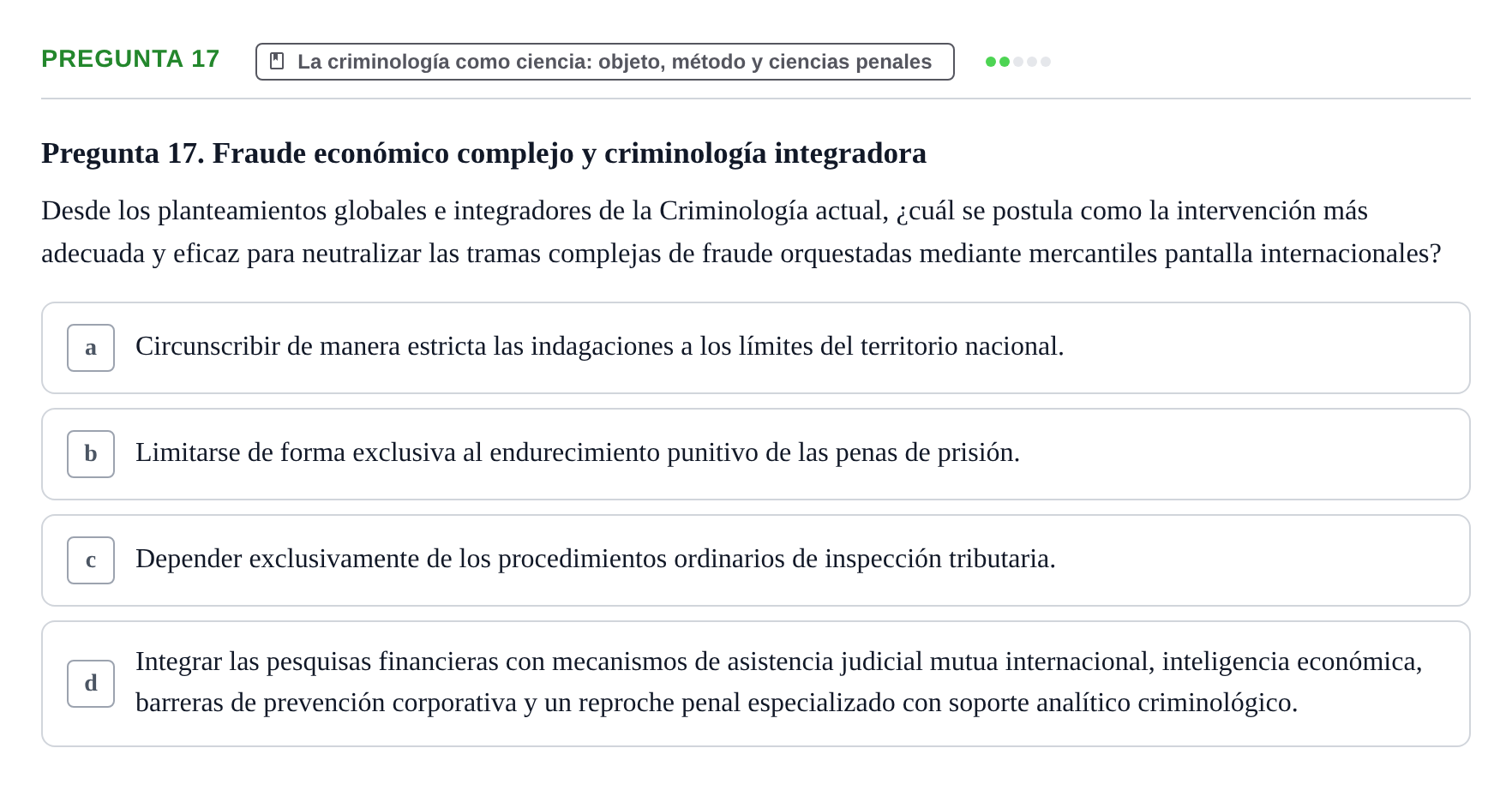 Enunciado: Pregunta 17