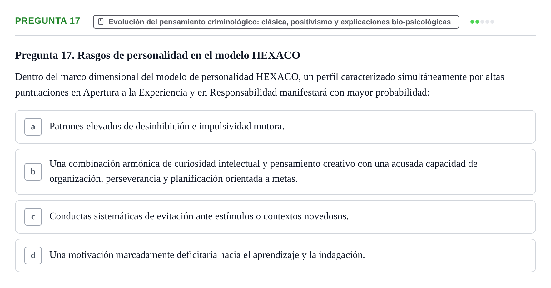 Enunciado: Pregunta 17