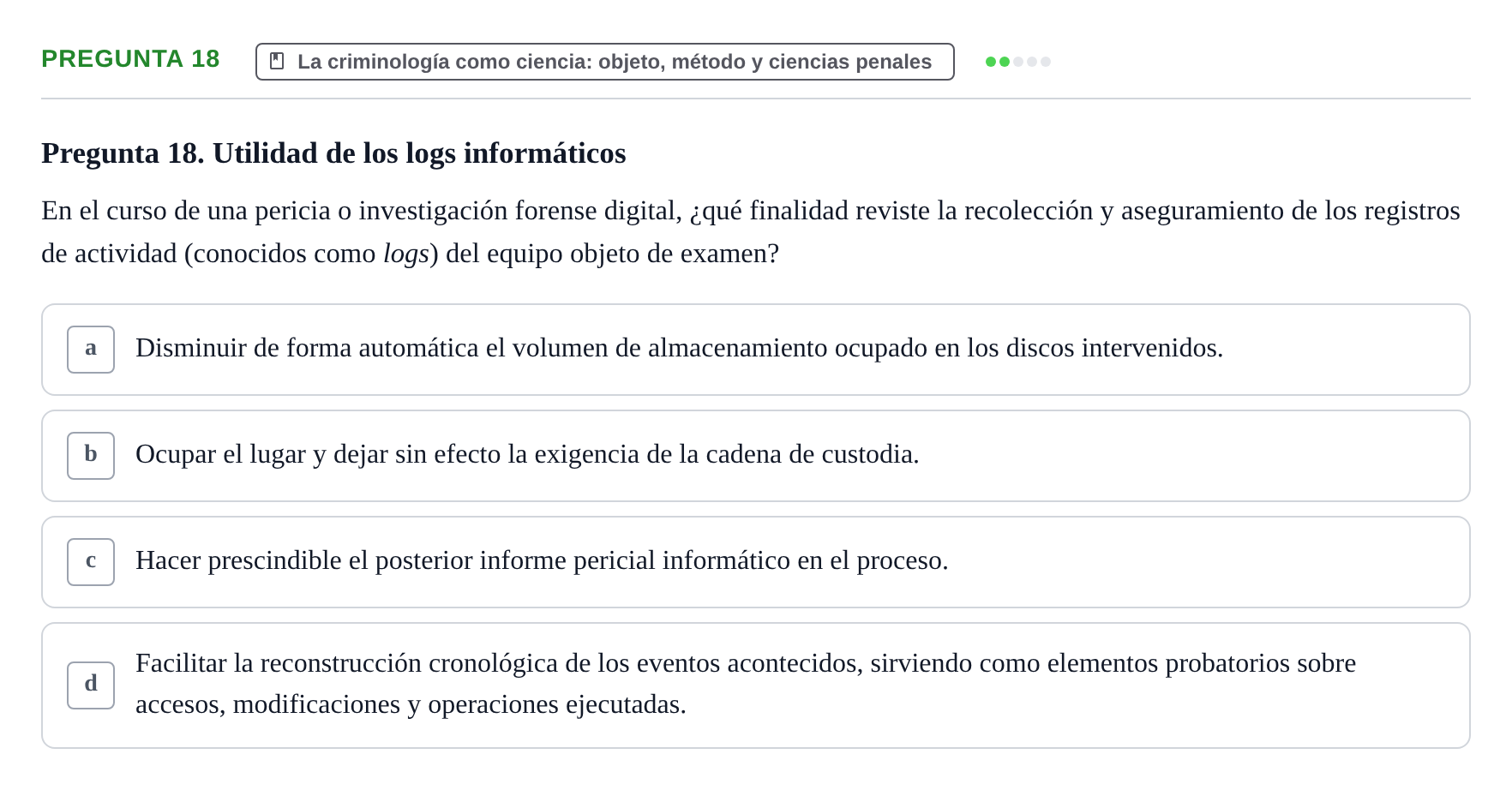 Enunciado: Pregunta 18