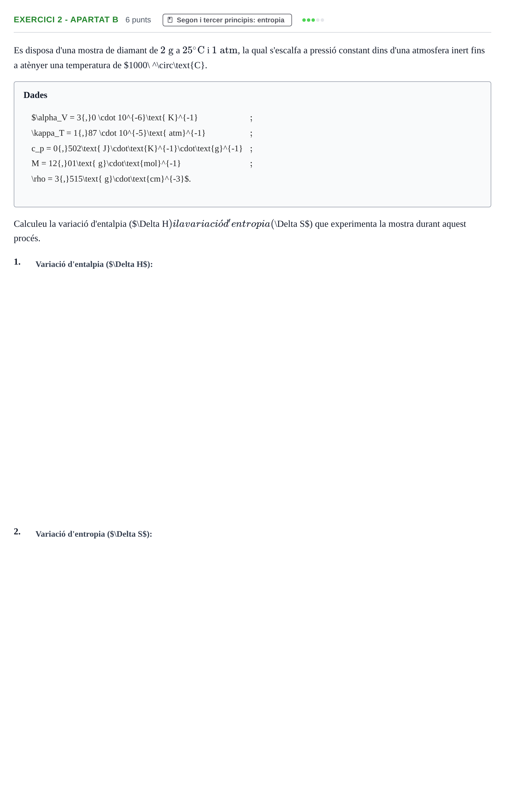 Enunciado: Exercici 2 - Apartat b · Química Física I UB 2019